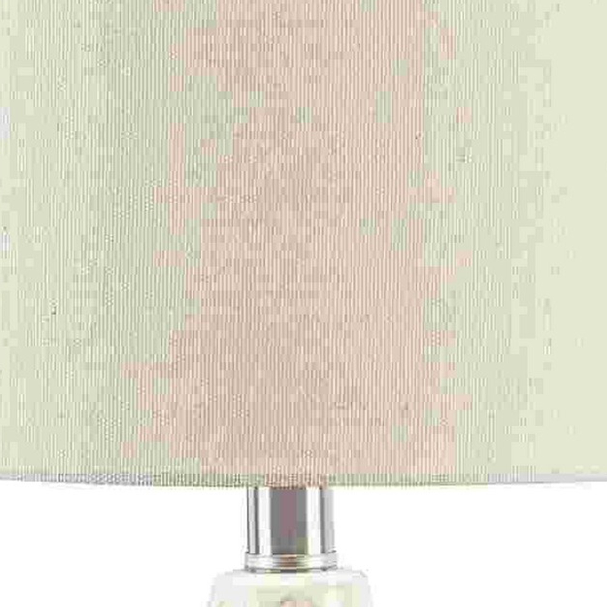 Table Lamp With Ceramic Herringbone Bellied Shape Base, White- Saltoro Sherpi
