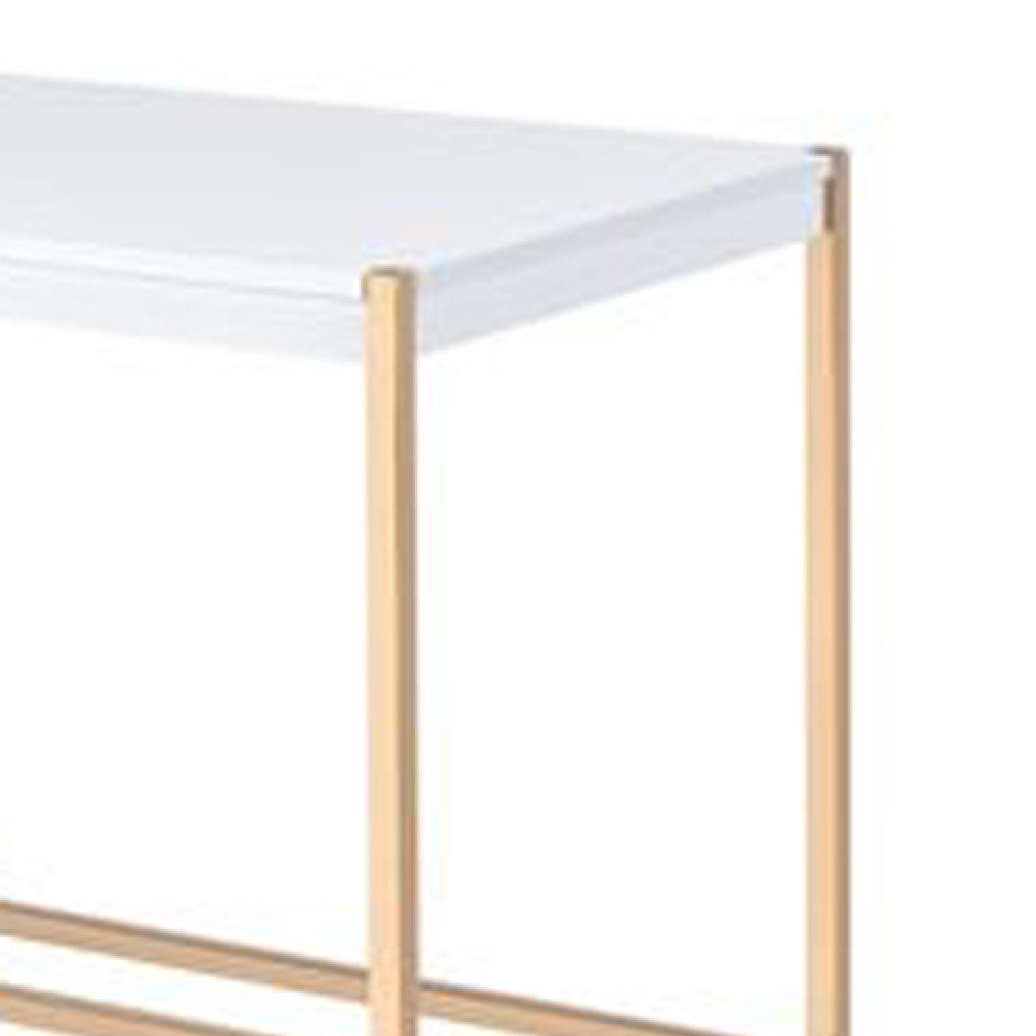 Writing Desk With USB Dock And Metal Legs, White And Rose Gold- Saltoro Sherpi