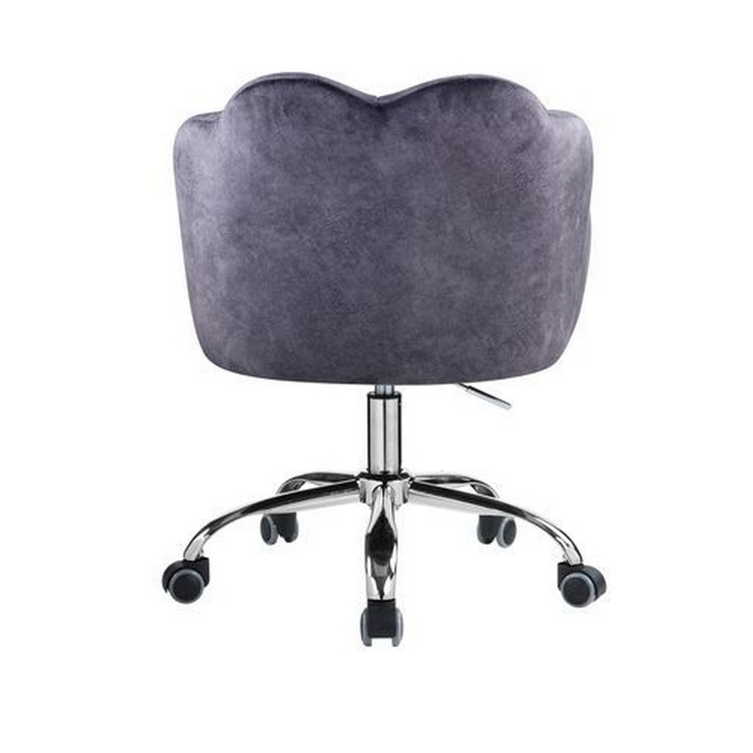 Swivel Office Chair With Shell Design Backrest, Gray And Chrome- Saltoro Sherpi