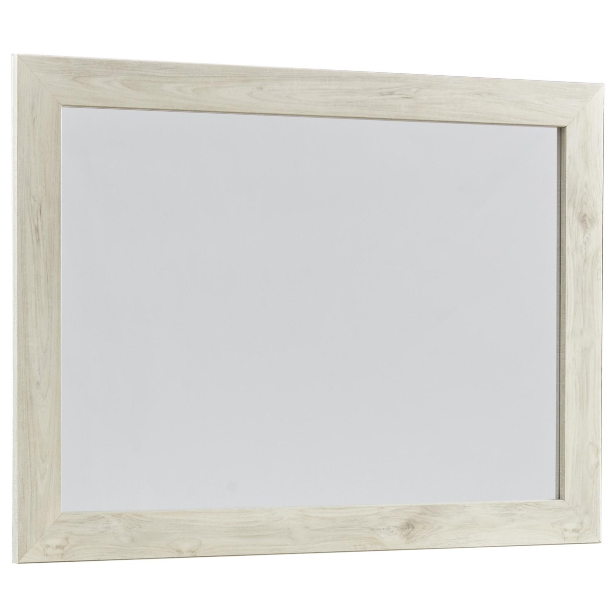Contemporary Bedroom Mirror With Wood Grain Texture, White And Silver- Saltoro Sherpi