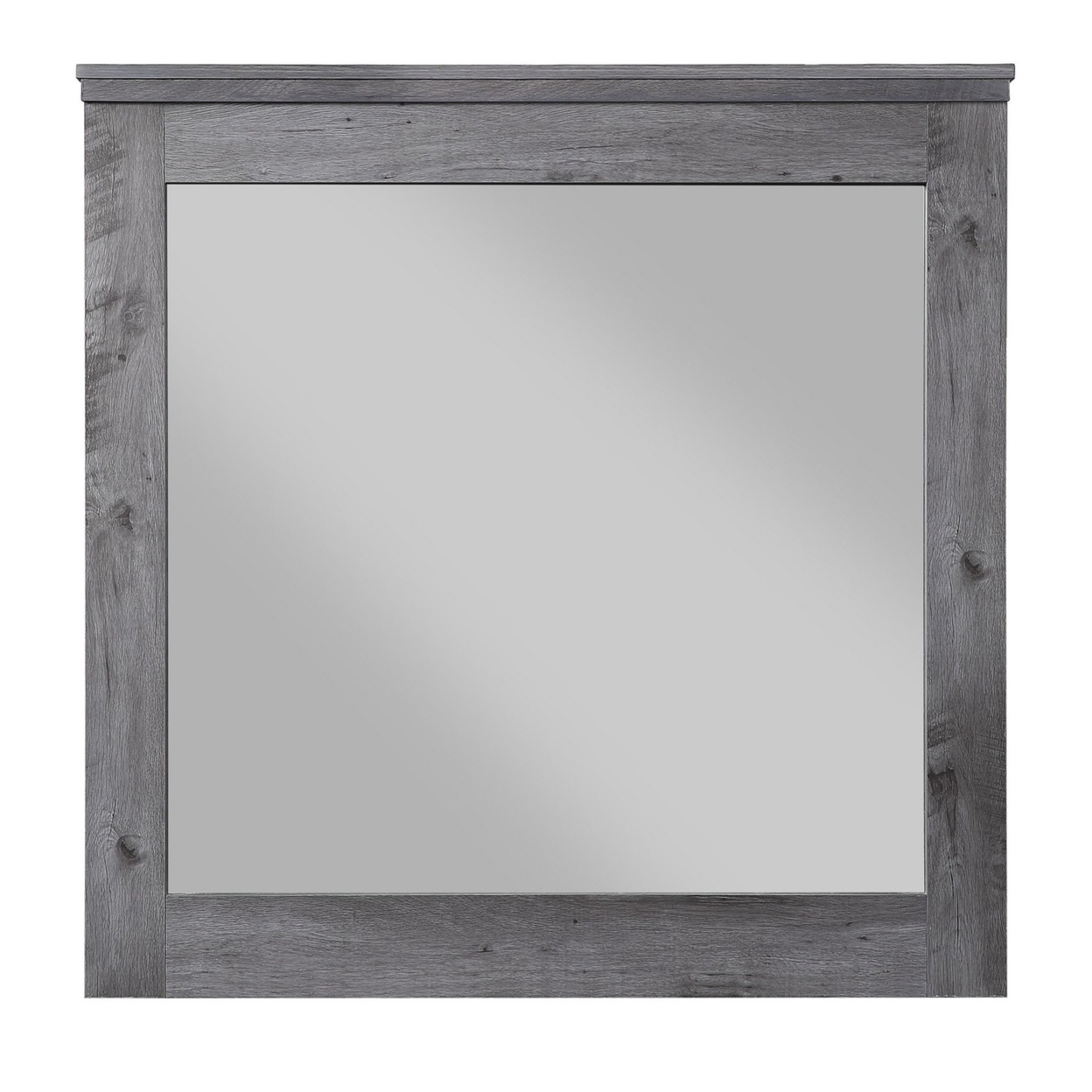 Traditional Wooden Wall Mirror With Rustic Style, Gray- Saltoro Sherpi