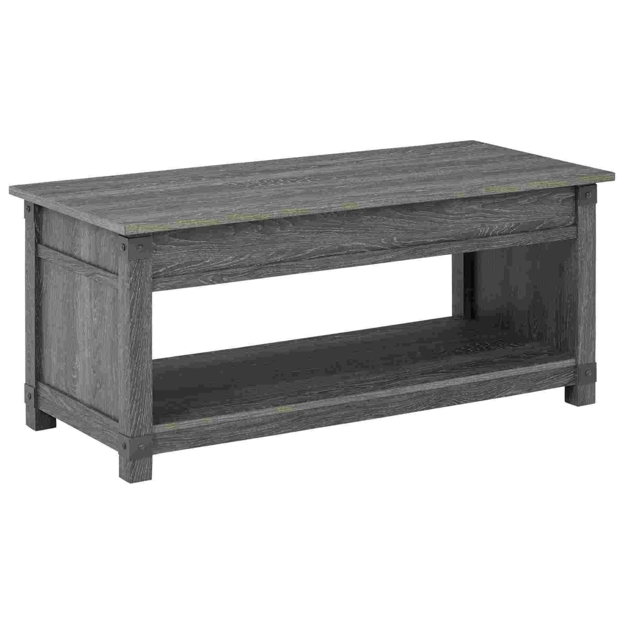 Lift Top Cocktail Table With 1 Open Shelf, Gray- Saltoro Sherpi