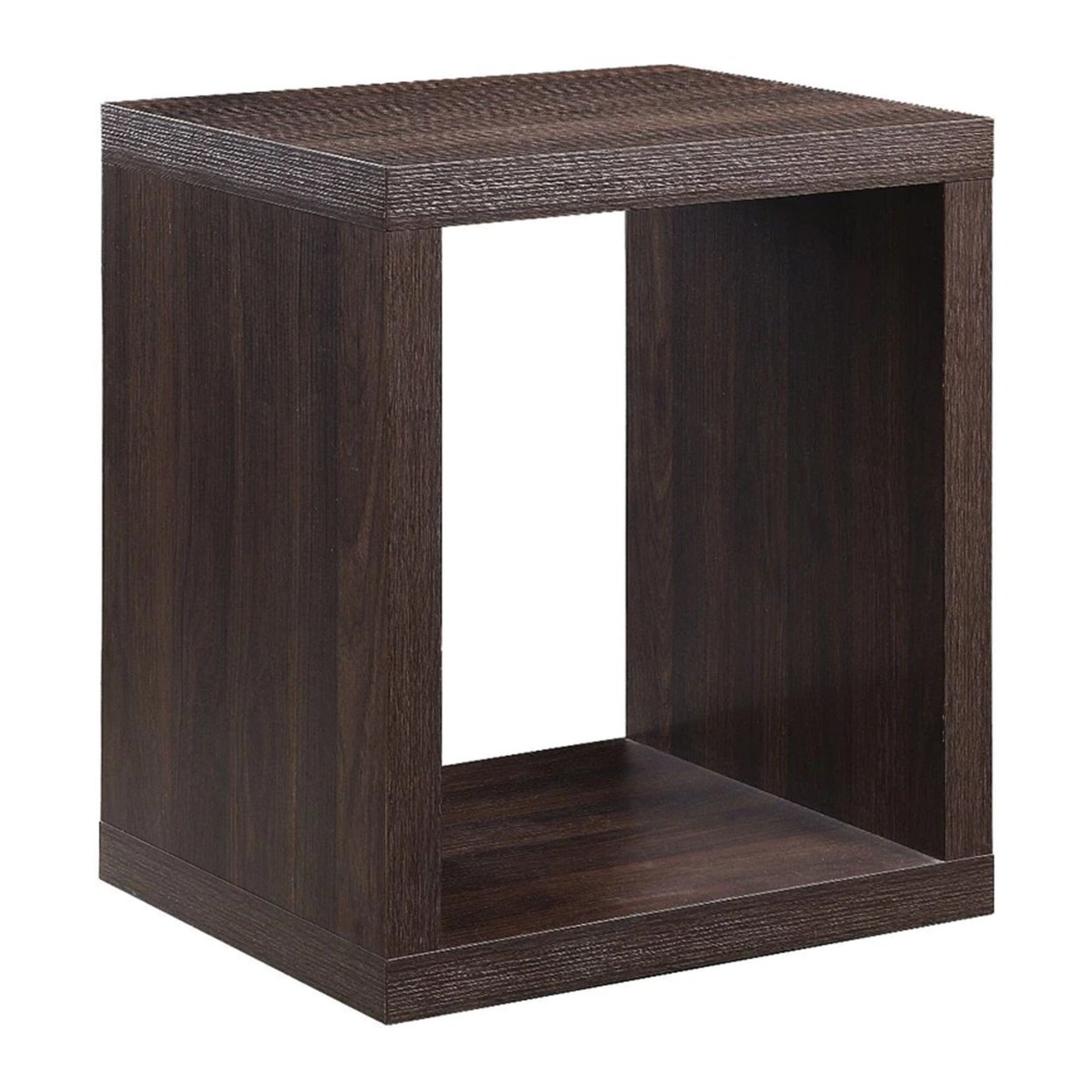 End Table With Wooden Frame And Open Shelf, Walnut Brown- Saltoro Sherpi