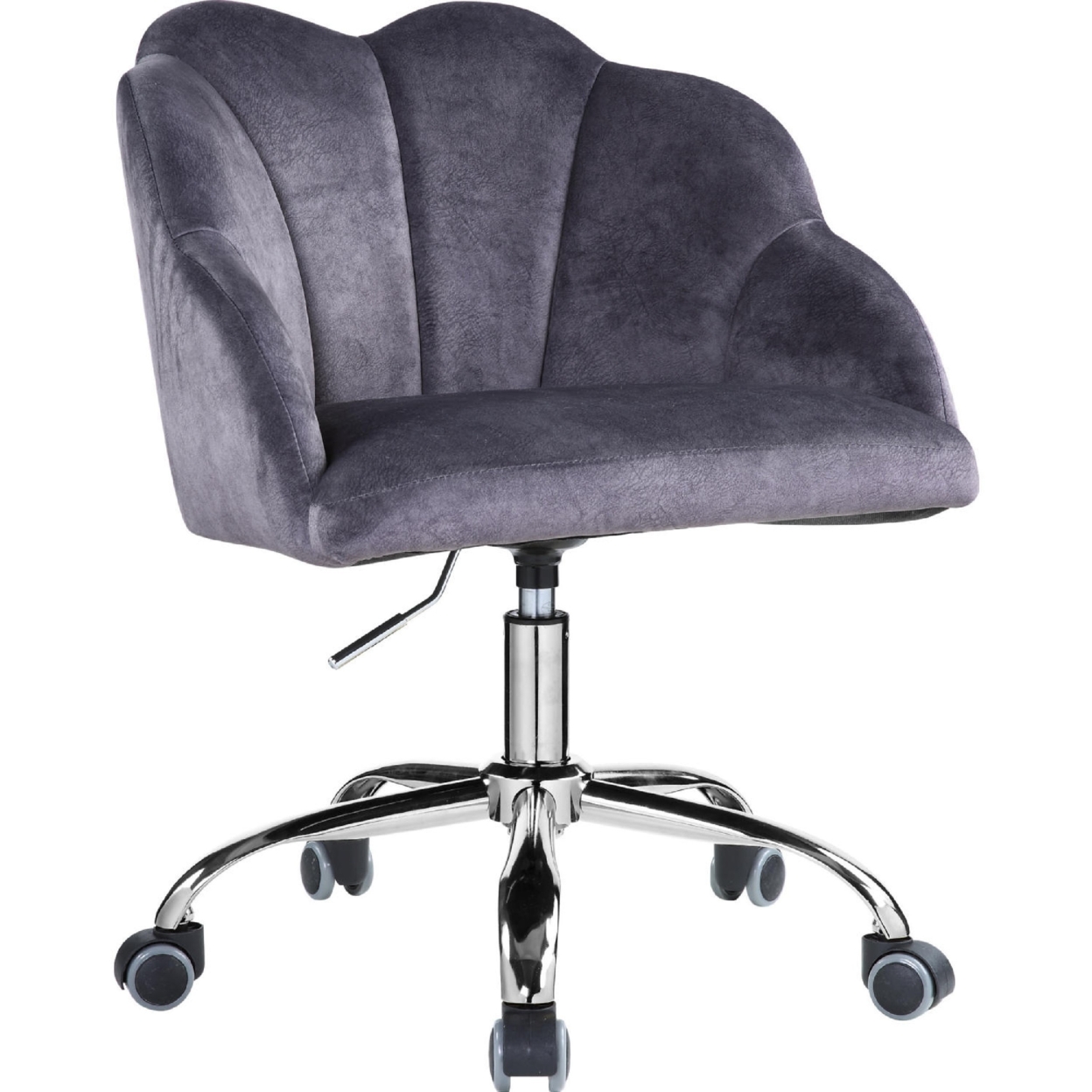 Swivel Office Chair With Shell Design Backrest, Gray And Chrome- Saltoro Sherpi