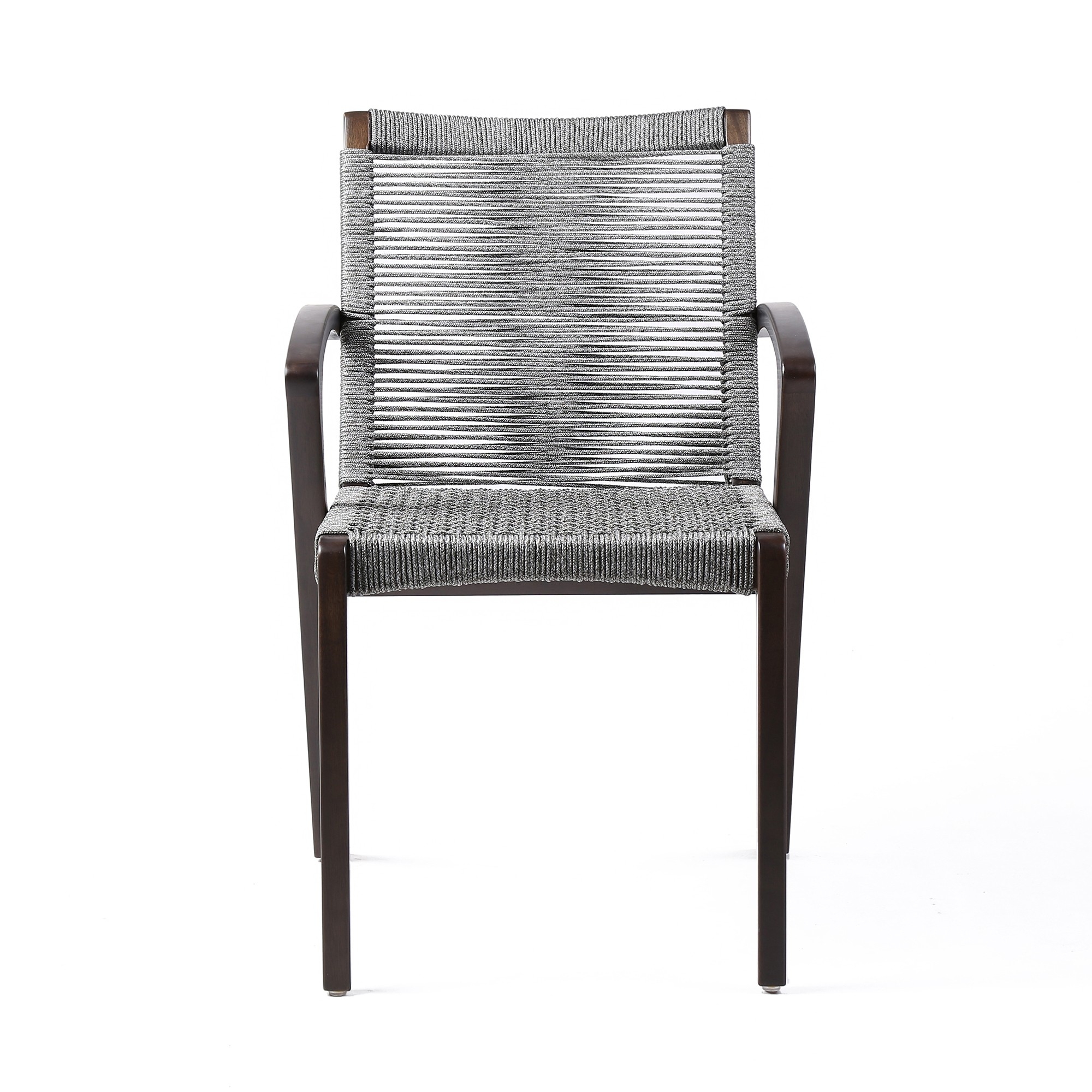 Ivan 22 Inch Dining Chair, Set Of 2, Light Brown Eucalyptus Wood, Gray Rope- Saltoro Sherpi