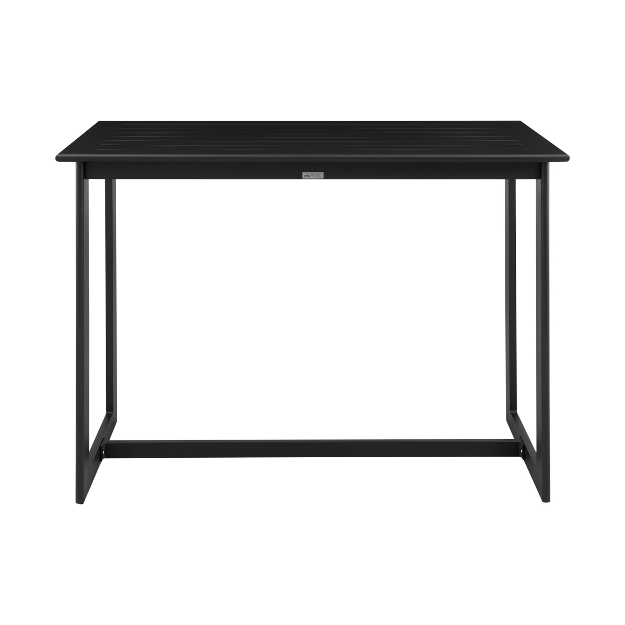 Ollie 59 Inch Patio Counter Height Dining Table, Black Rectangular Surface- Saltoro Sherpi