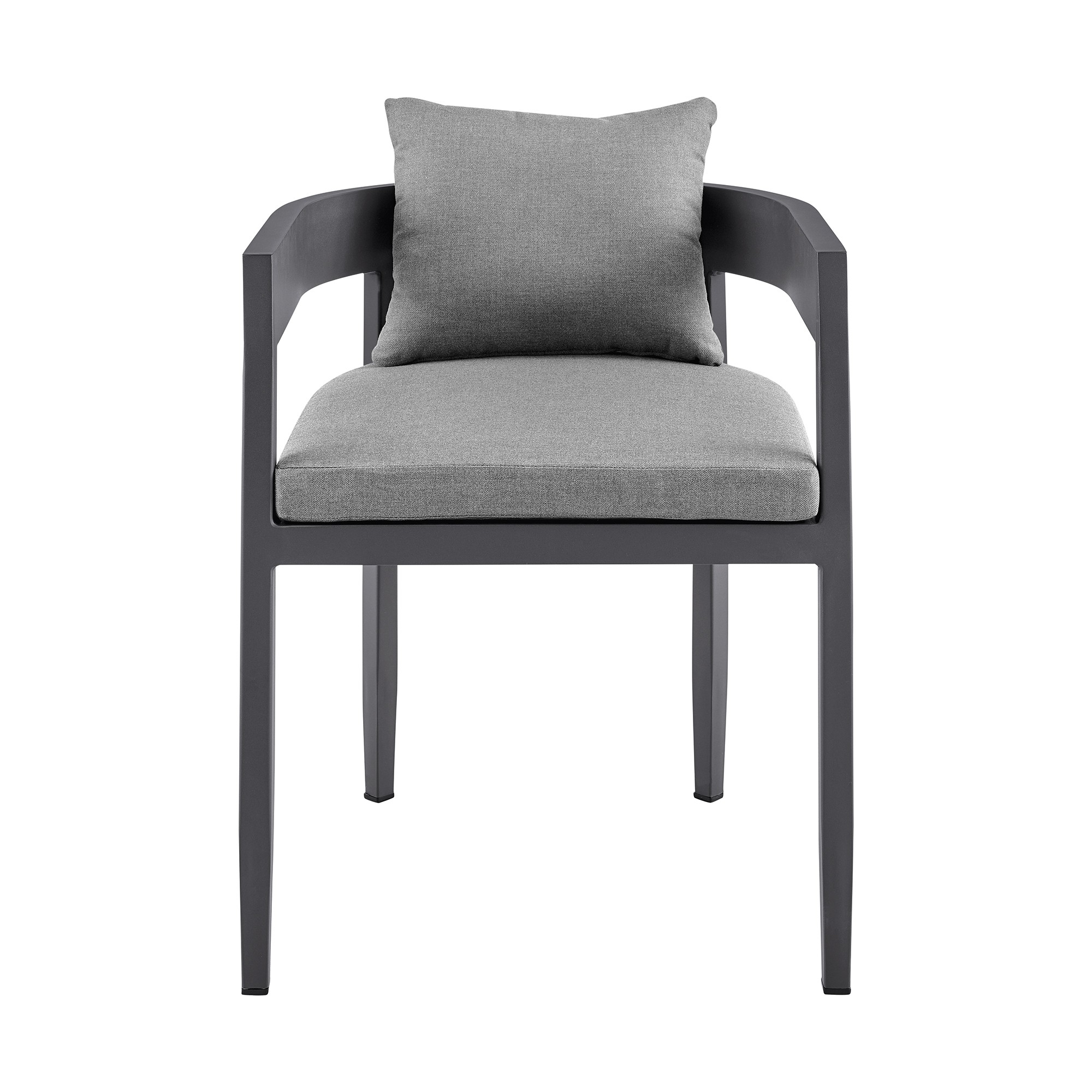 Jax 22 Inch Patio Dining Chair, Set Of 2, Aluminum Frame, Gray Cushions- Saltoro Sherpi