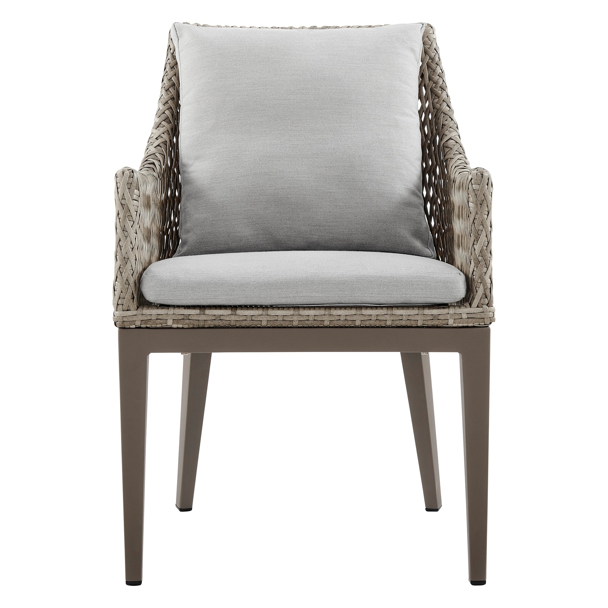 Leah 22 Inch Outdoor DIning Chair, Set Of 2, Wicker Weave, Aluminum Frame- Saltoro Sherpi