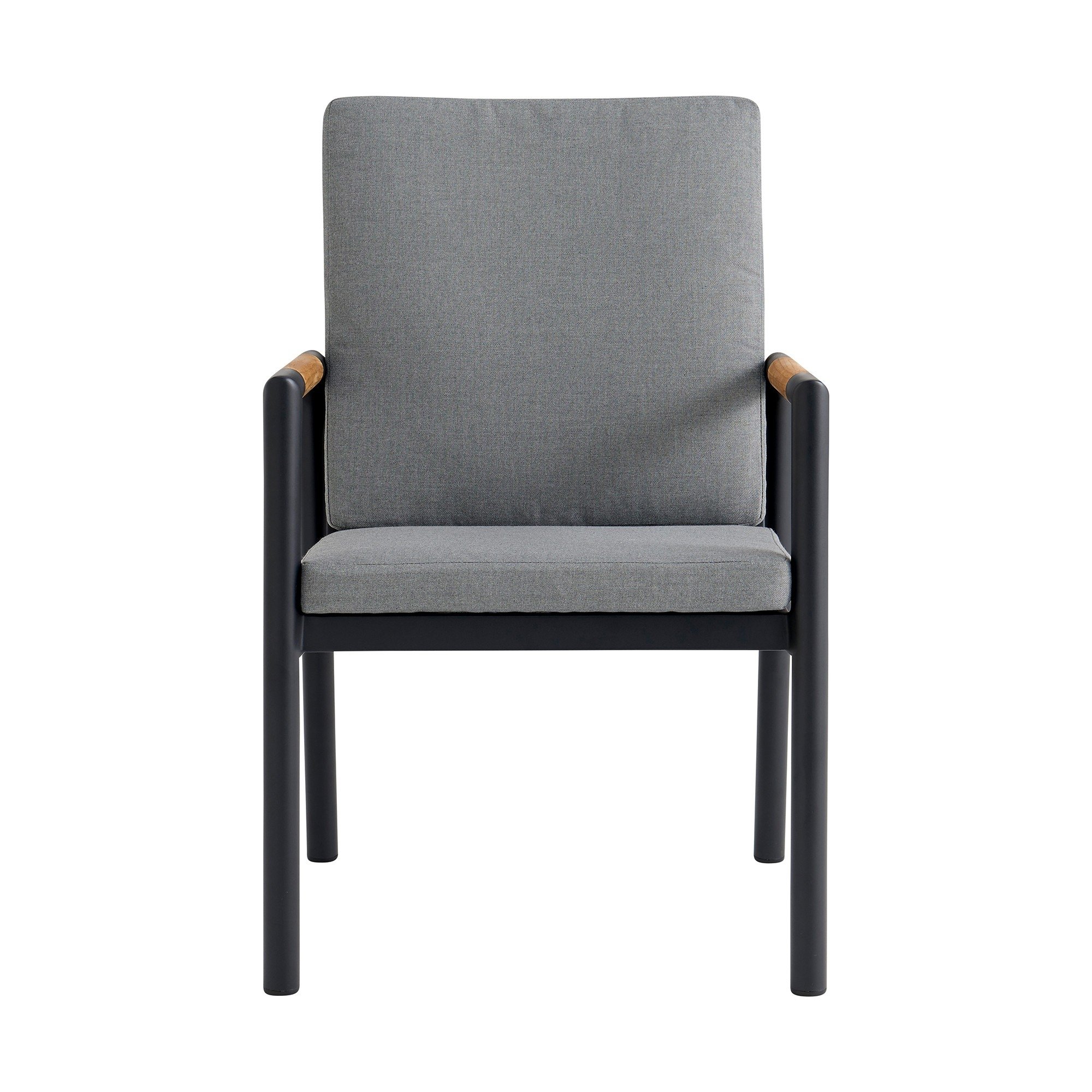 Dex 23 Inch Outdoor Dining Chair, Set Of 2, Dark Gray Cushions, Black Frame- Saltoro Sherpi