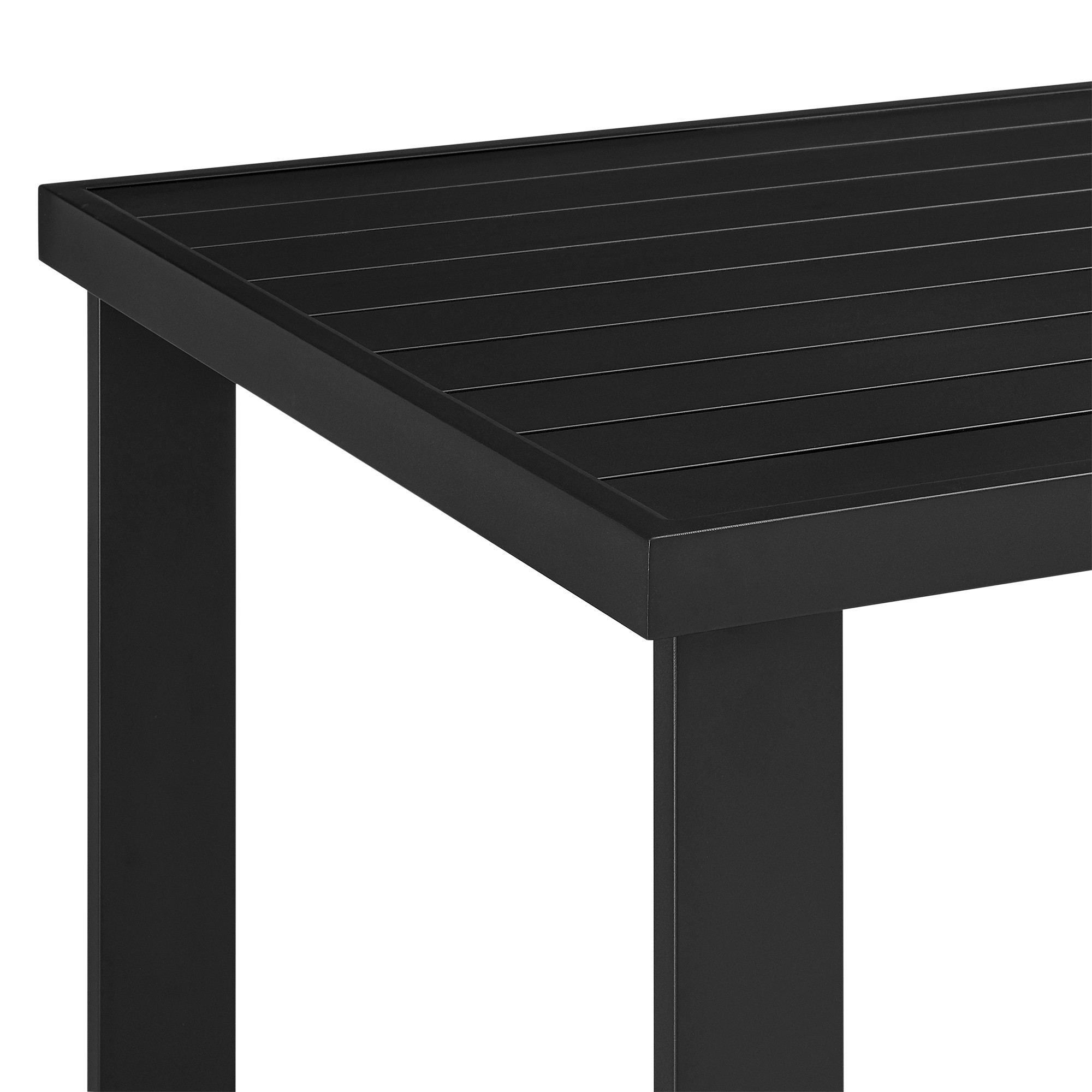 Troy 59 Inch Patio Counter Height Dining Table, Rectangular Surface, Black- Saltoro Sherpi
