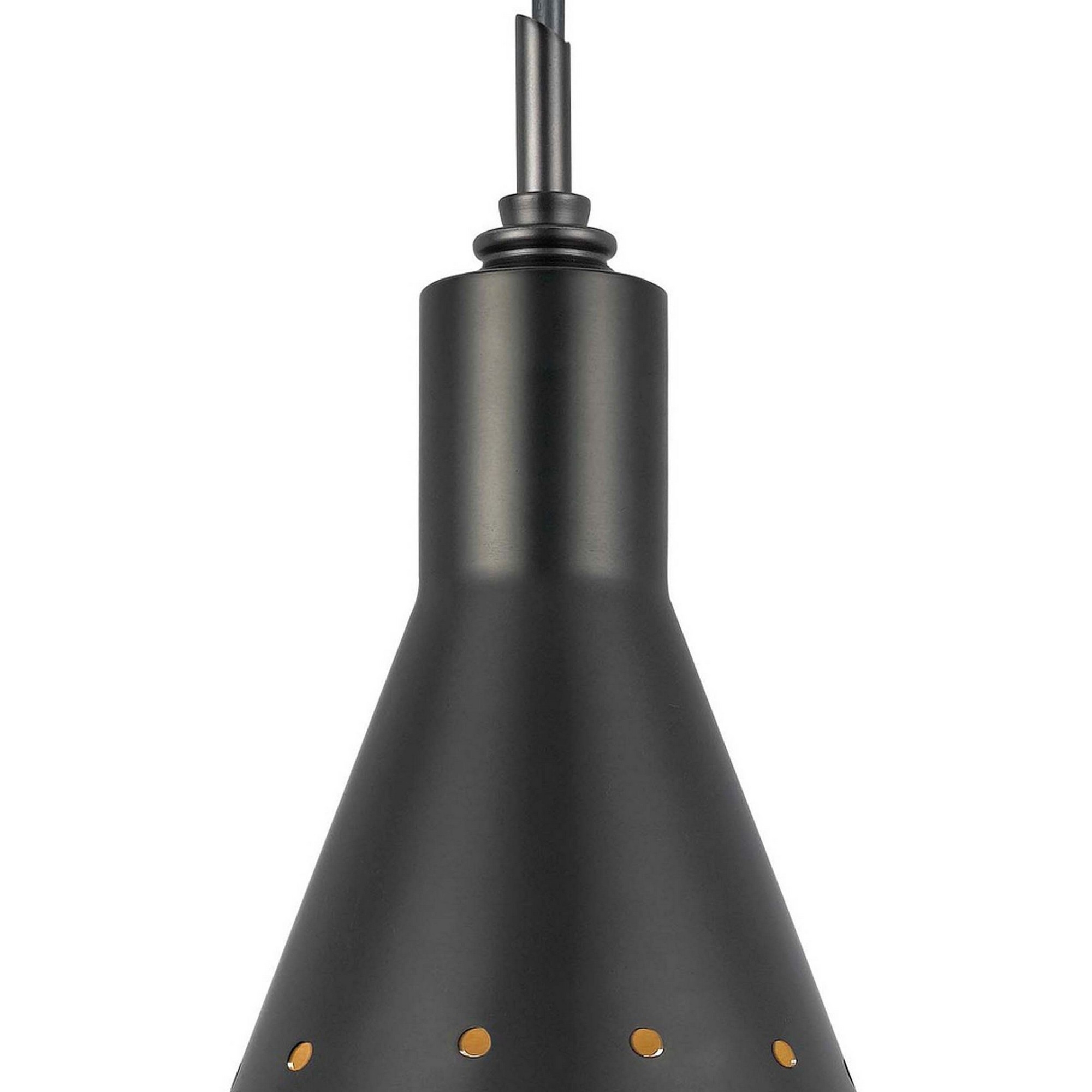 Jep 6 Inch Modern Pendent Light, Round Metal Shade, Oil Rubbed Dark Tone- Saltoro Sherpi