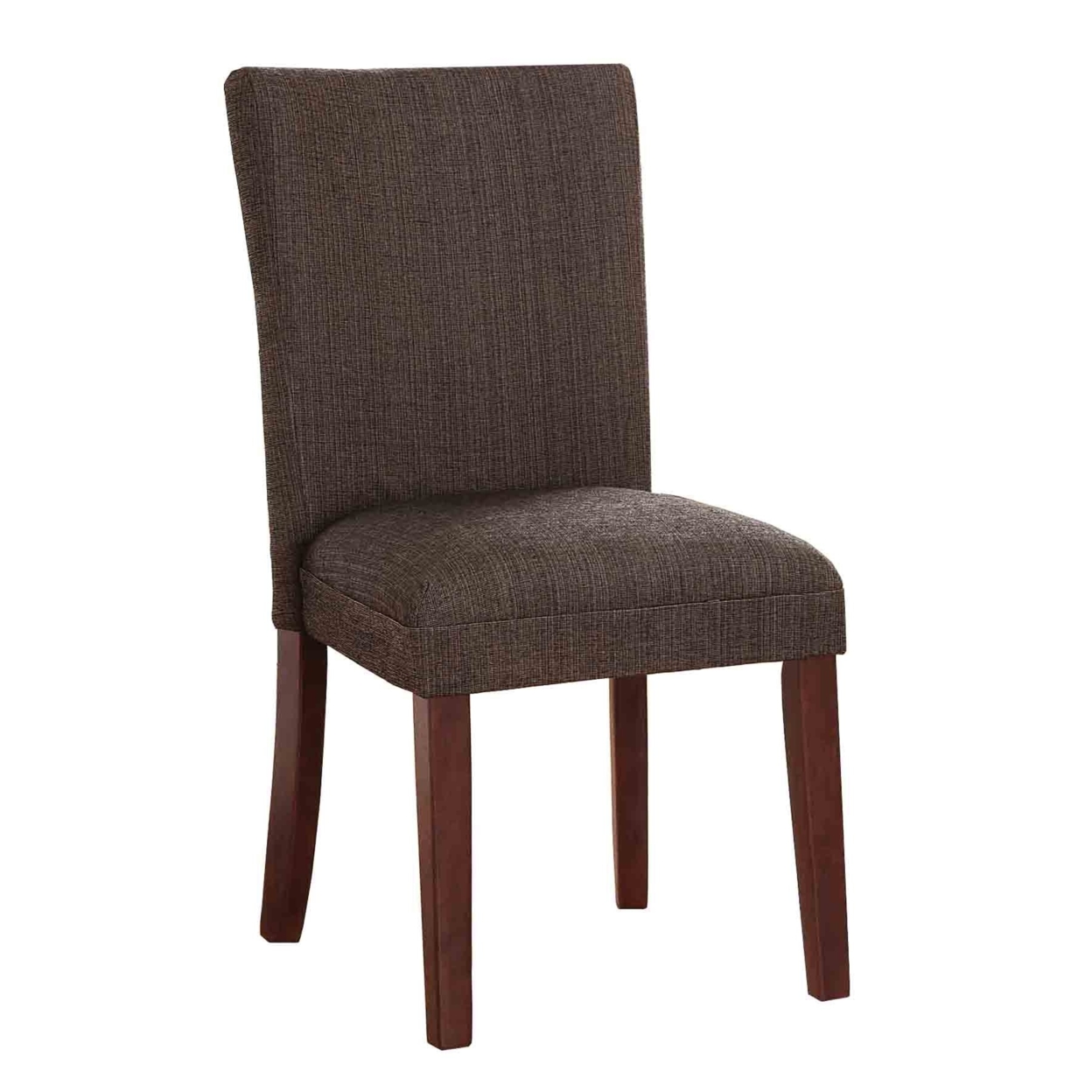 Textured Fabric Upholstered Dining Chair With Wooden Feet, Brown- Saltoro Sherpi