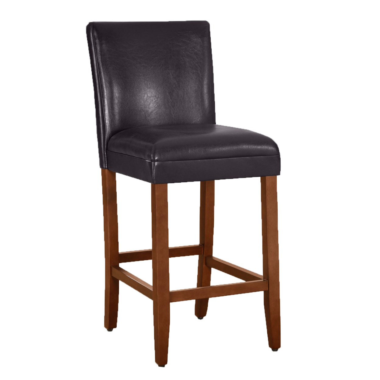 Leatherette Upholstered 29 Inch Wooden Bar Stool With Tapered Feet And Footrest, Brown And Black- Saltoro Sherpi