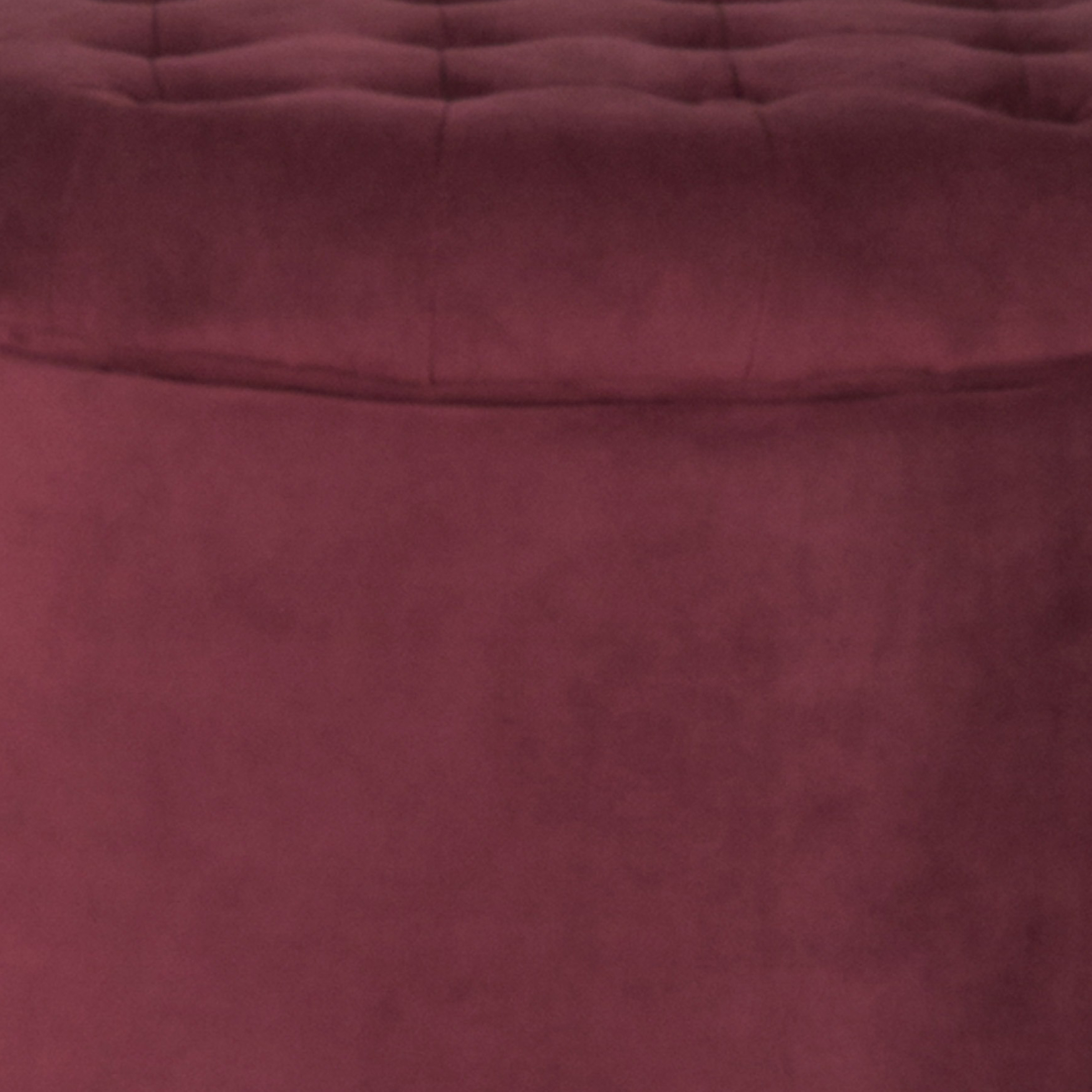 Button Tufted Velvet Upholstered Wooden Ottoman With Hidden Storage, Red And Brown- Saltoro Sherpi