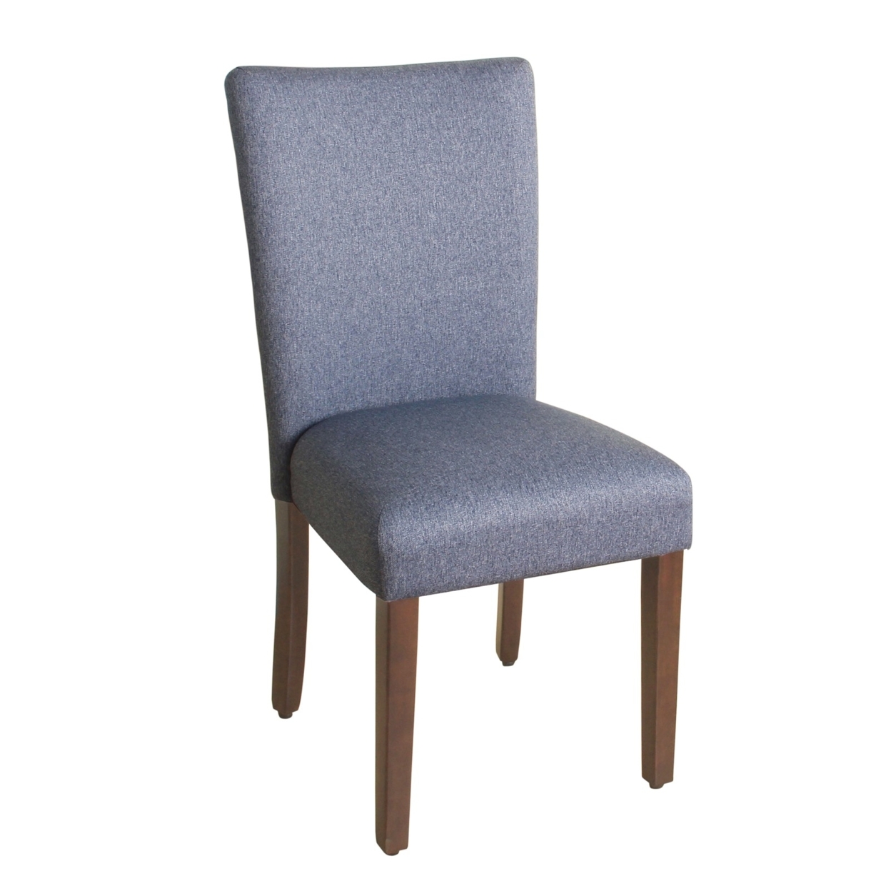 Fabric Upholstered Wooden Parson Dining Chair With Splayed Back, Blue And Brown- Saltoro Sherpi