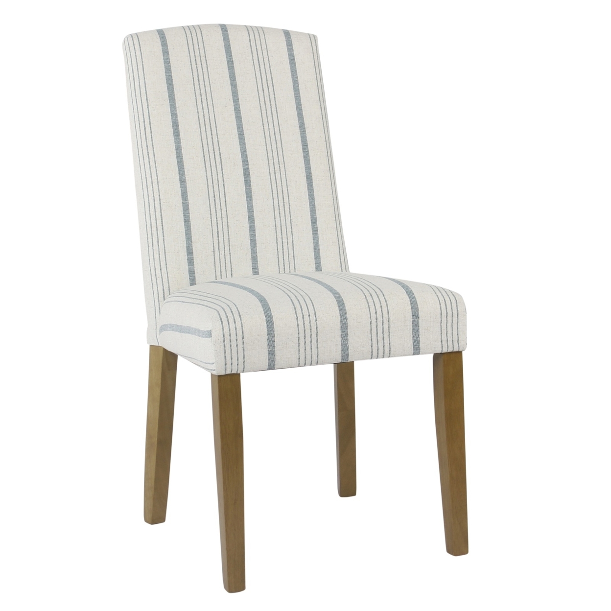 Wooden Dining Chairs With Stripe Pattern Fabric Upholstery, Blue And White, Set Of Two- Saltoro Sherpi