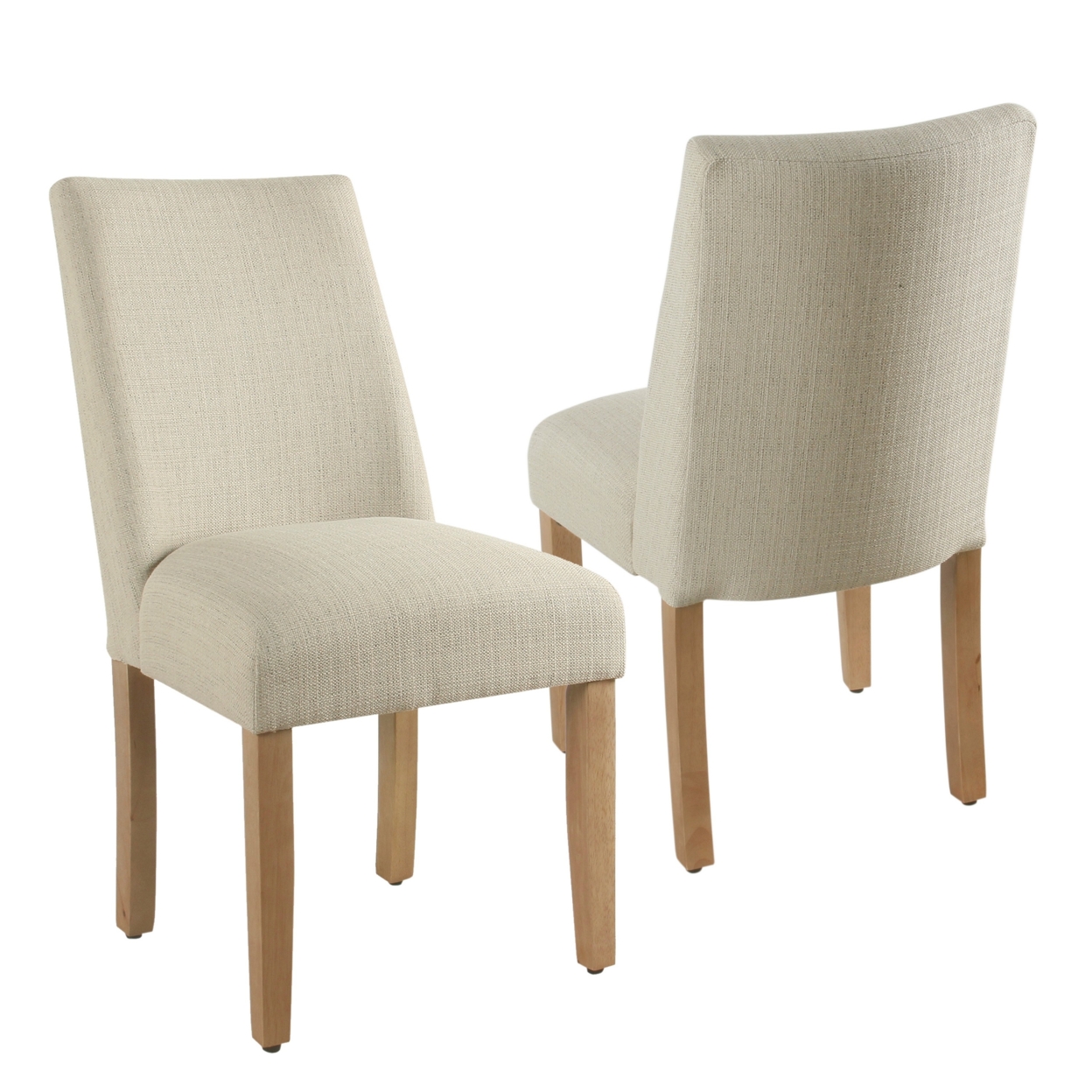 Fabric Upholstered Wooden Dining Chair, Angled Curved Backrest, Beige- Saltoro Sherpi