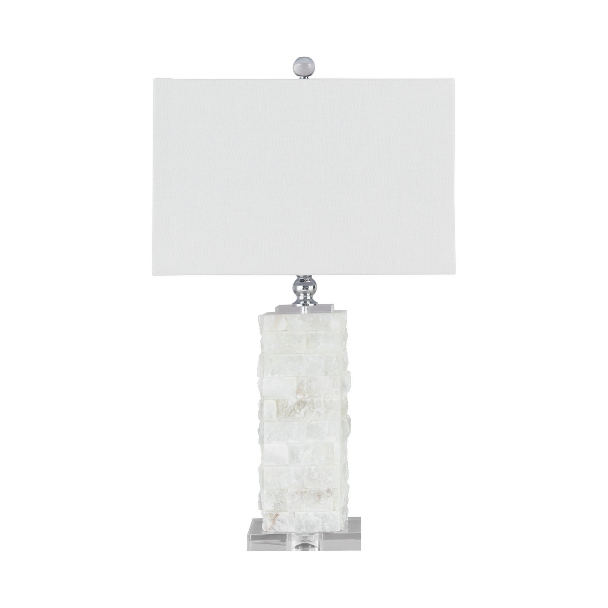 Hardback Shade Table Lamp With Acrylic Base, White And Clear- Saltoro Sherpi
