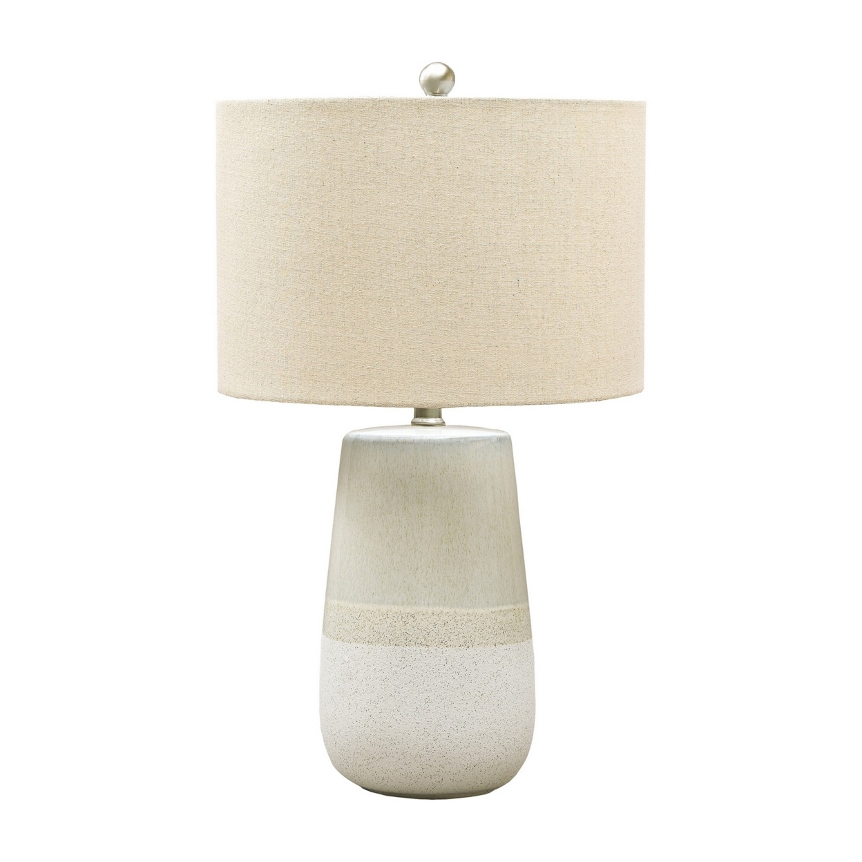 Speckled Ceramic Base Table Lamp With Drum Shade, Beige- Saltoro Sherpi