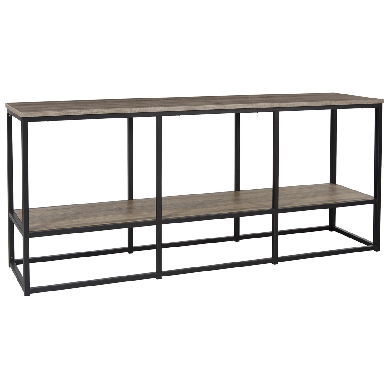 65 Inches Wood And Metal TV Stand With Open Shelf, Brown- Saltoro Sherpi
