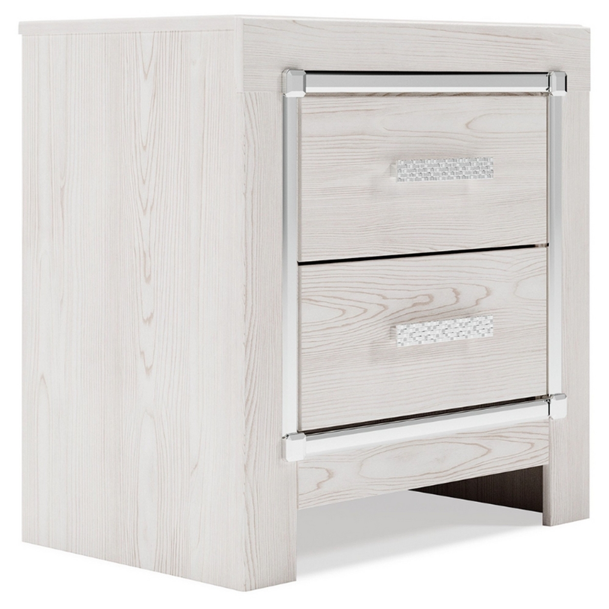 Wooden Nightstand With 2 Drawers And USB Ports, White- Saltoro Sherpi