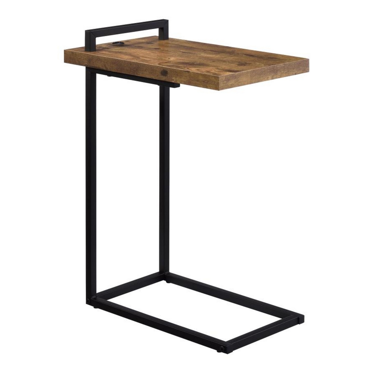 Side Table With Plugin And Cantilever Base, Brown- Saltoro Sherpi