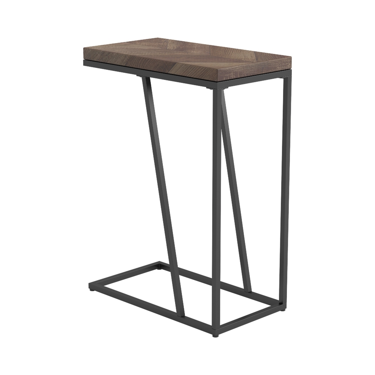 Accent Table With Chevron Pattern Top, Brown- Saltoro Sherpi