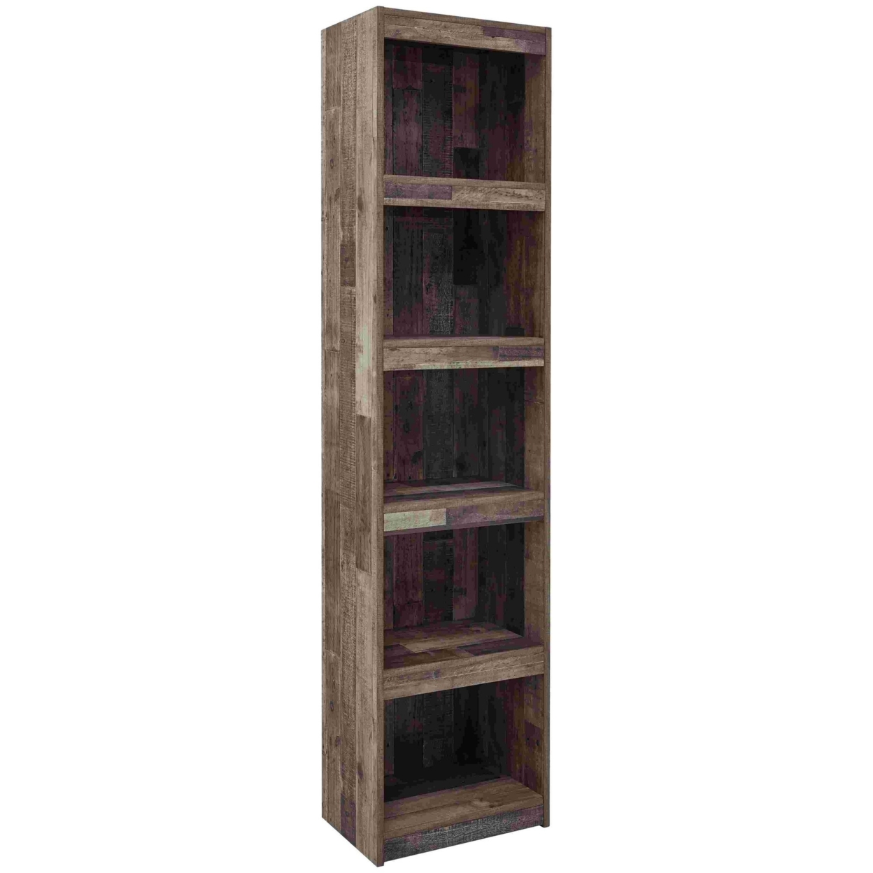 Pier With 5 Open Compartments And Plank Style, Rustic Brown- Saltoro Sherpi