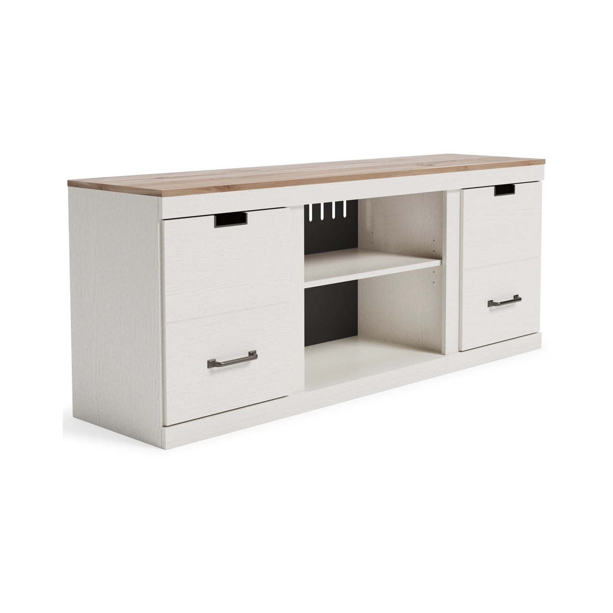 TV Stand With Fireplace And 4 Storage Drawers, White And Brown- Saltoro Sherpi