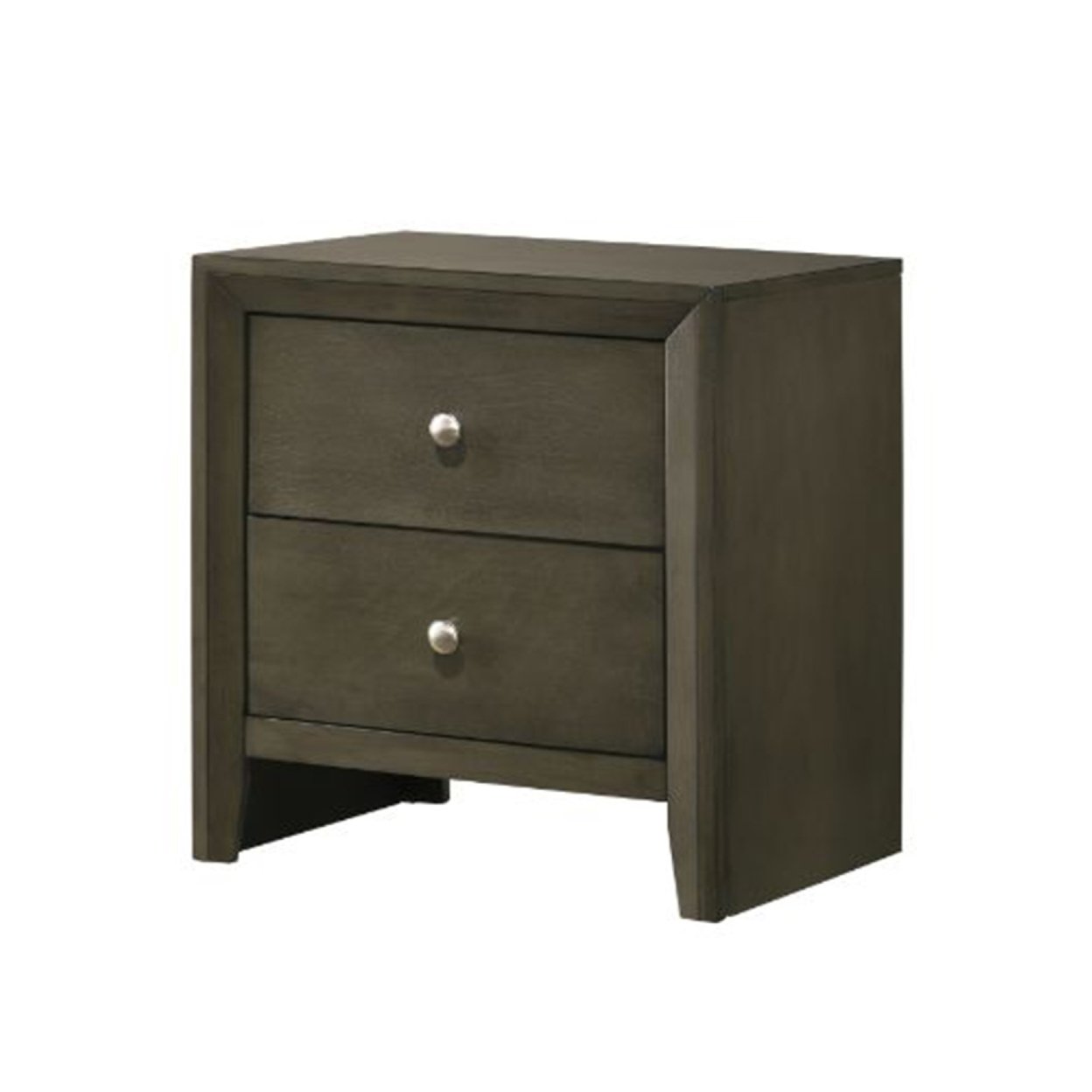 Nightstand With 2 Drawers And Panel Base Support, Gray- Saltoro Sherpi