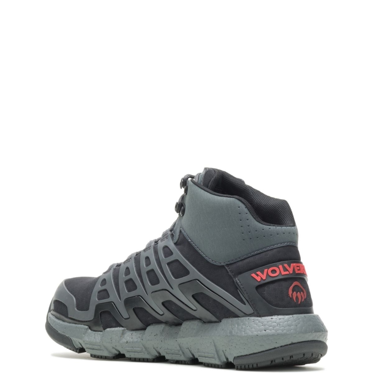 WOLVERINE Men's Rev Vent UltraSpringâ¢ DuraShocksÂ® CarbonMAXÂ® Composite Toe Work Boot Charcoal/Red - W211018 Charcoal/Red - Charcoal/Red, 12