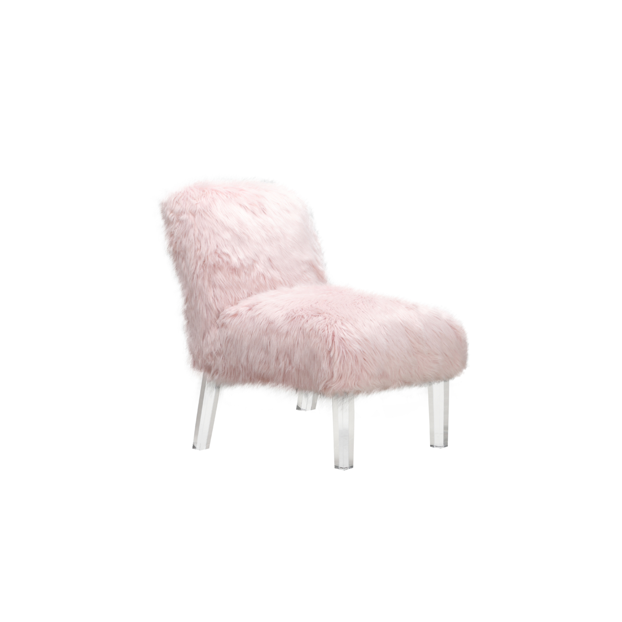 Iconic Home Filipe Accent Side Chair Sleek Stylish Faux Fur Upholstered Armless Design Acrylic Legs - White