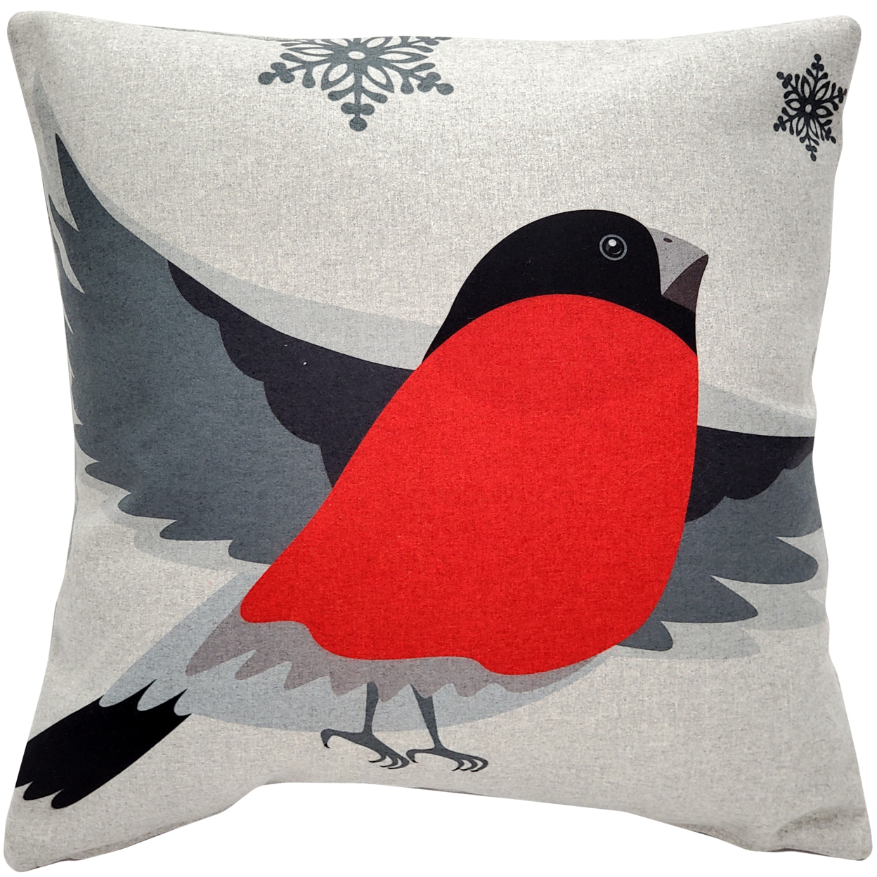 Winter Finch Joyful Bird Christmas Pillow, With Polyfill Insert
