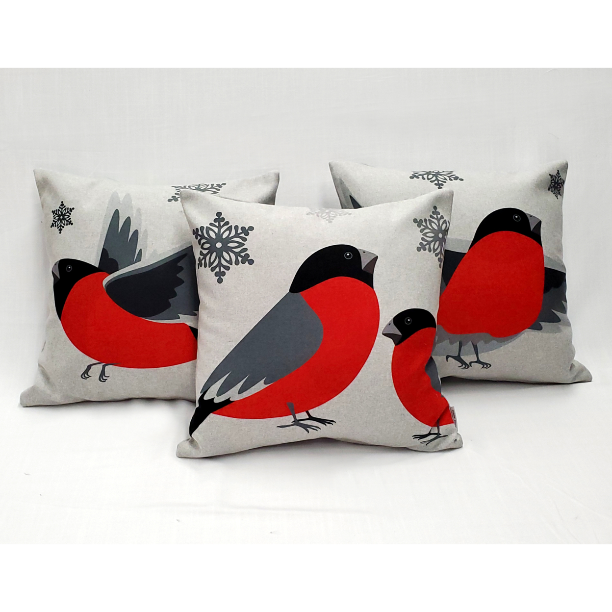 Winter Finch Peaceful Birds Christmas Pillow, With Polyfill Insert