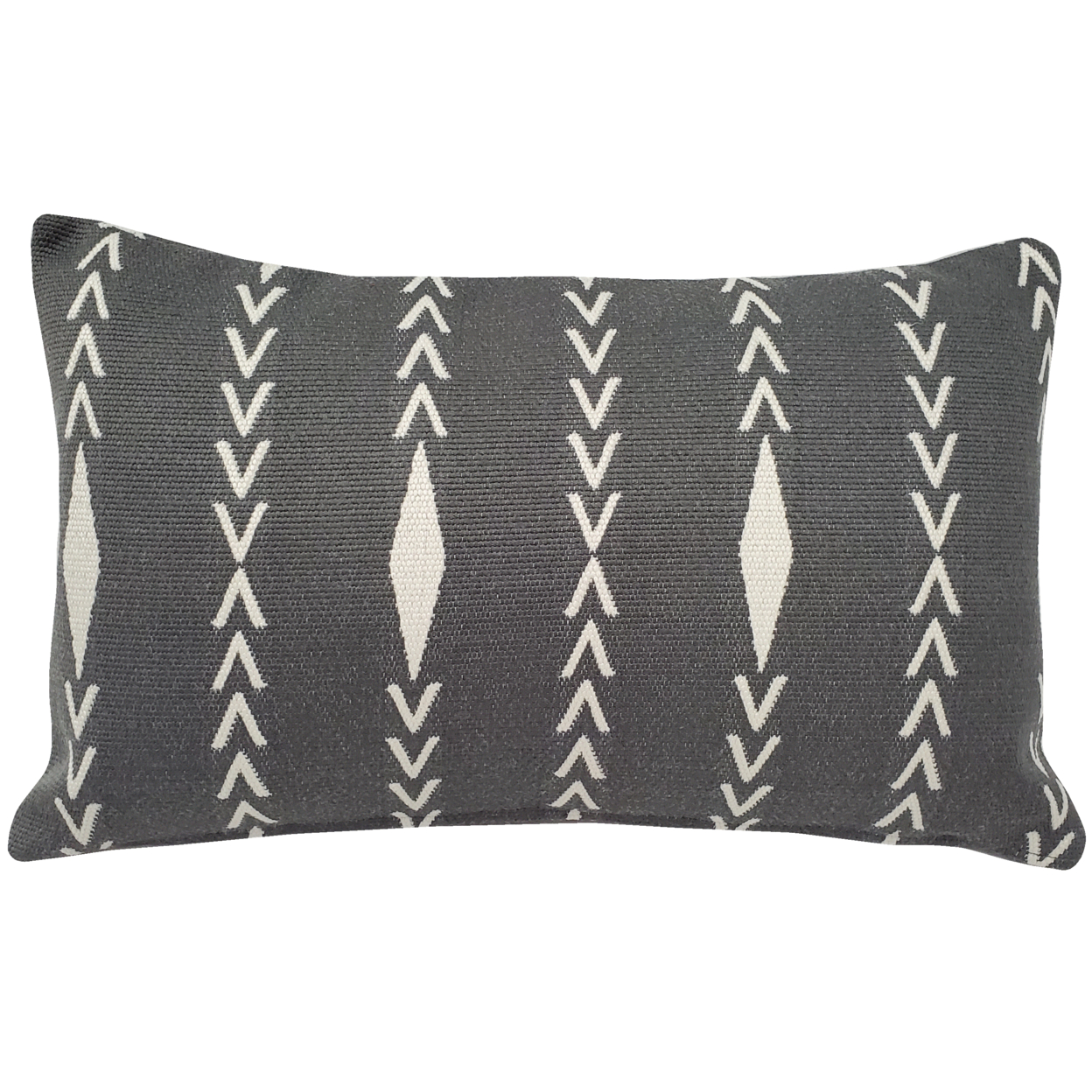 Diamond Ray Charcoal Gray Throw Pillow 12x20, With Polyfill Insert