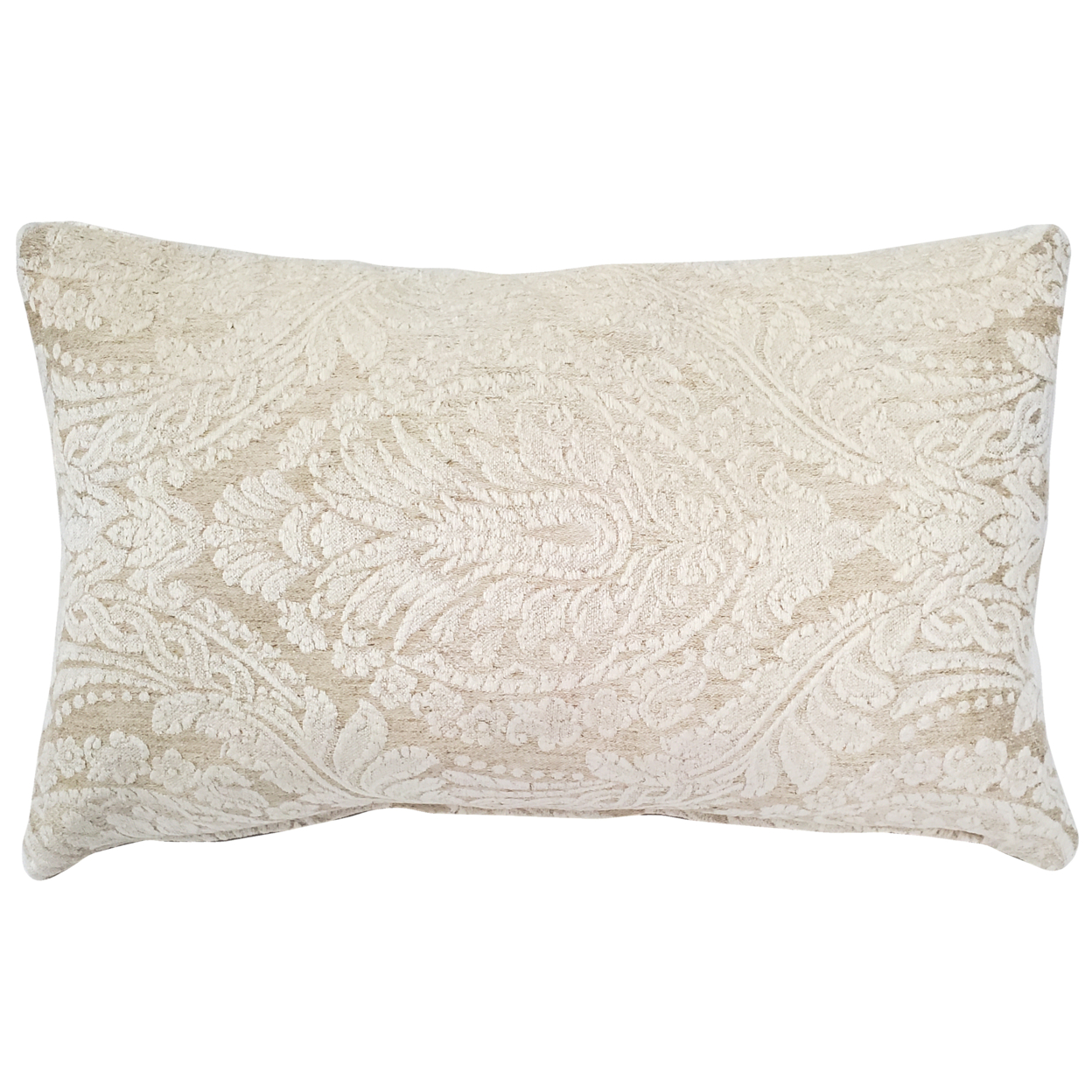 Jacquard Damask In Cream Throw Pillow 12x19, With Polyfill Insert