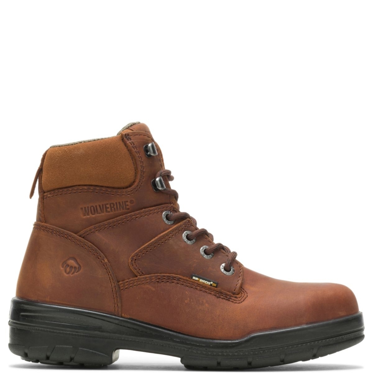 WOLVERINE Men's 6 DuraShocksÂ® Slip Resistant Steel Toe Work Boot Canyon - W02053 BRN/STL - BRN/STL, 7.5-M