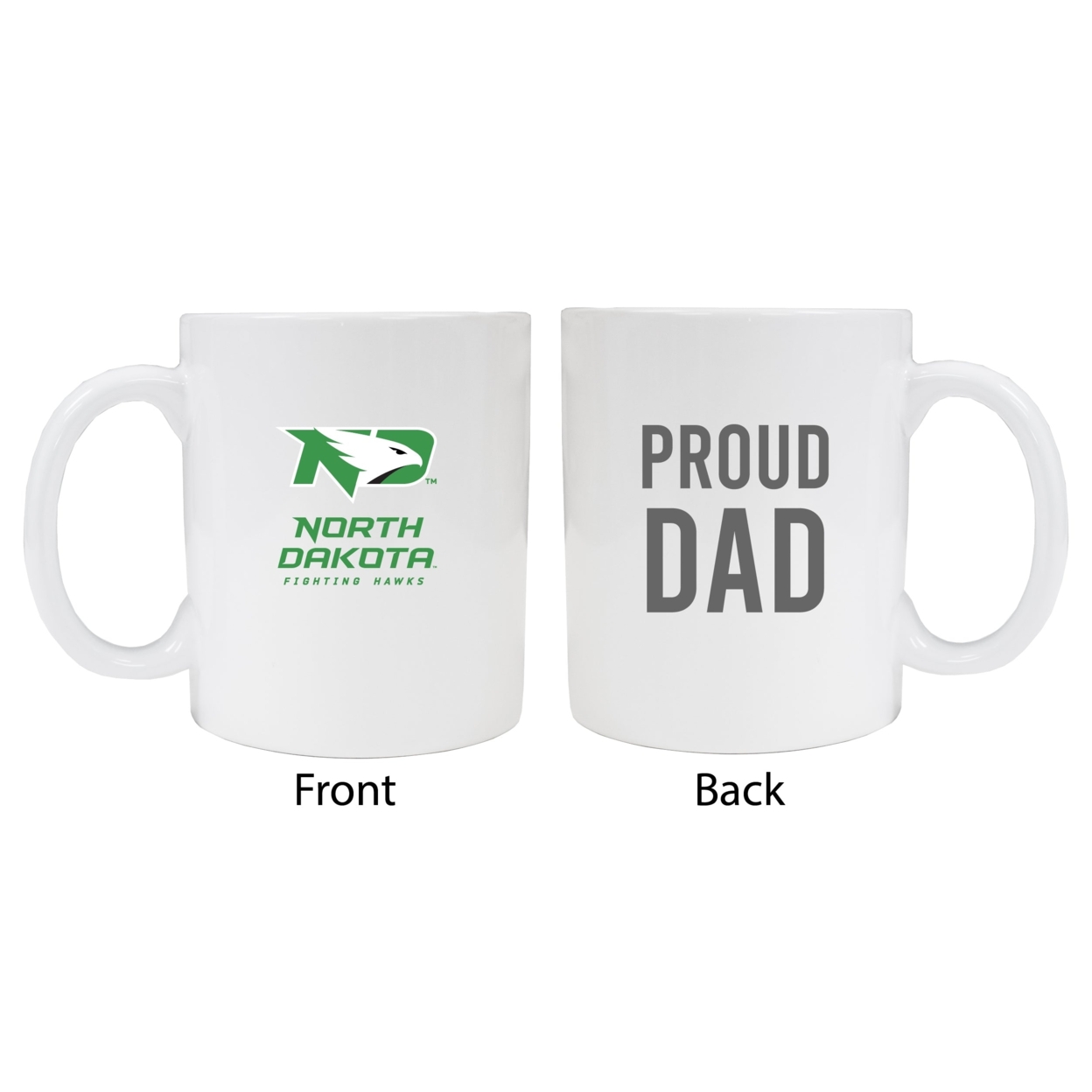 North Dakota Fighting Hawks Proud Dad Ceramic Coffee Mug - White (2 Pack)