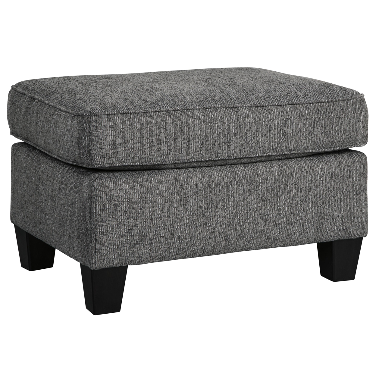 Square Wooden Ottoman With Textured Upholstery And Tapered Legs, Gray- Saltoro Sherpi