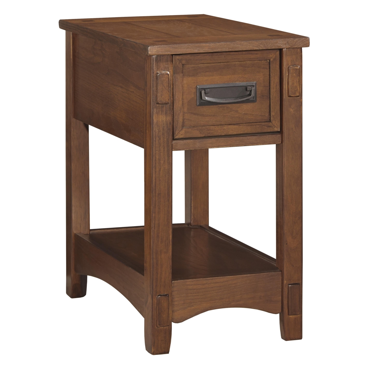 1 Drawer Chair Side End Table With Open Bottom Shelf, Brown- Saltoro Sherpi