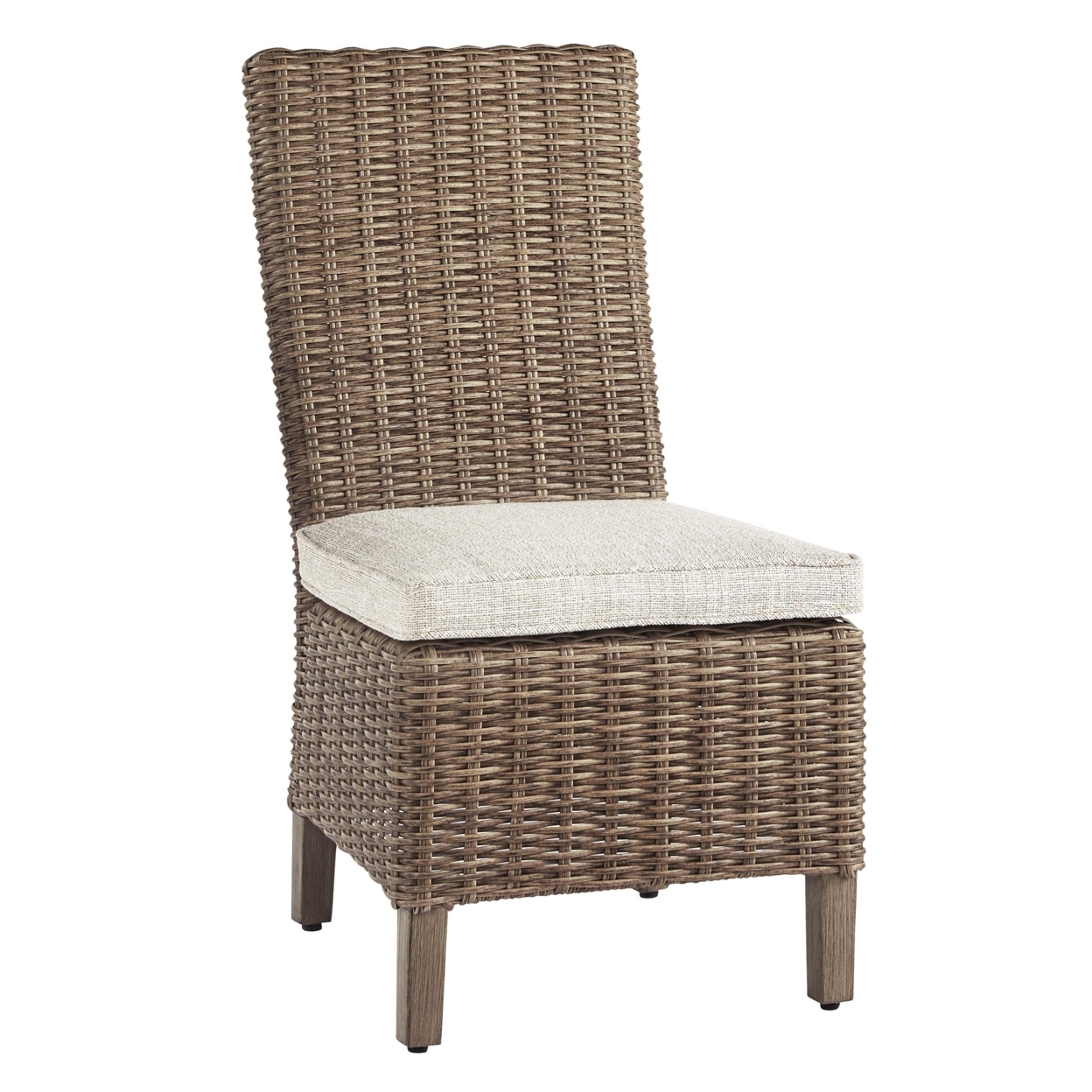 Aluminum Frame Side Chair With Handwoven Wicker, Set Of 2, Brown And Beige- Saltoro Sherpi