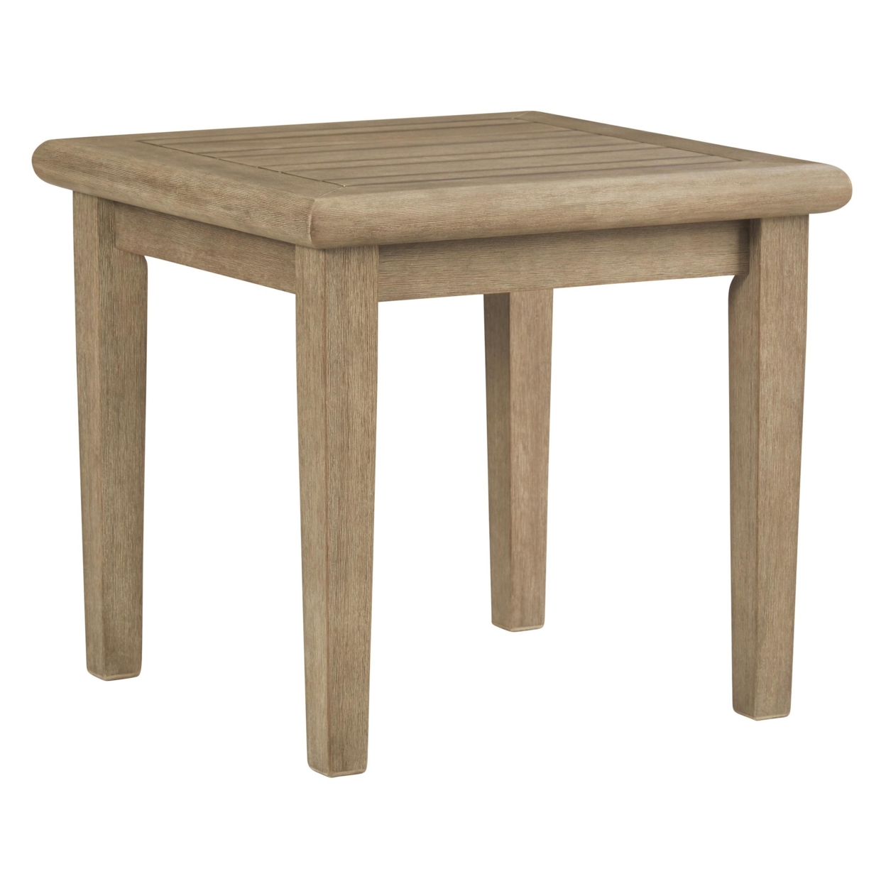 Square Wooden Frame End Table With Plank Tabletop, Teak Brown- Saltoro Sherpi