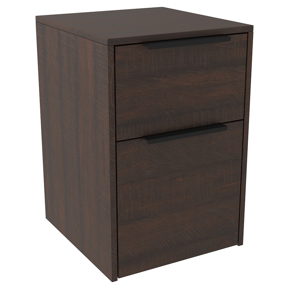 Two Tone Wooden File Cabinet With 2 File Drawers, Dark Brown- Saltoro Sherpi