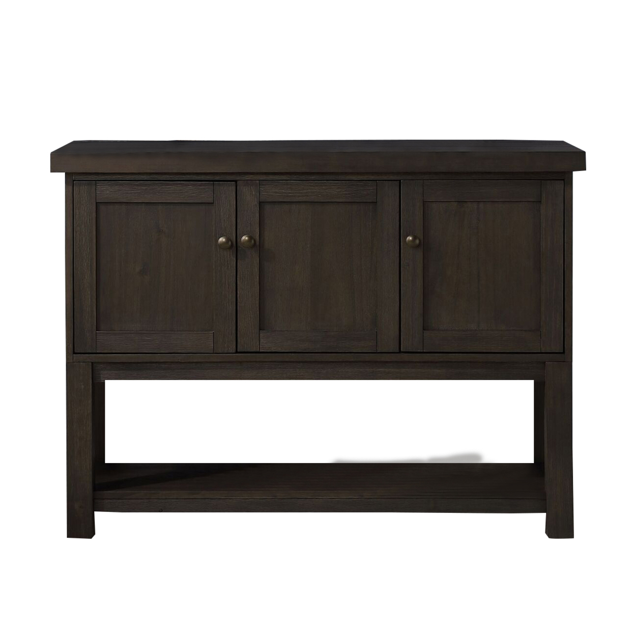 Transitional Style Server With 3 Doors And Open Bottom Shelf, Brown- Saltoro Sherpi