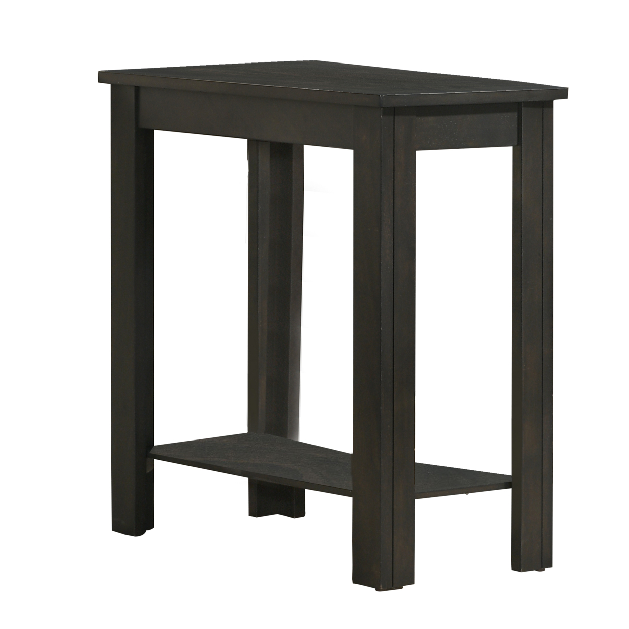 Wooden Side Table With Open Shelf And Straight Legs, Espresso Brown- Saltoro Sherpi
