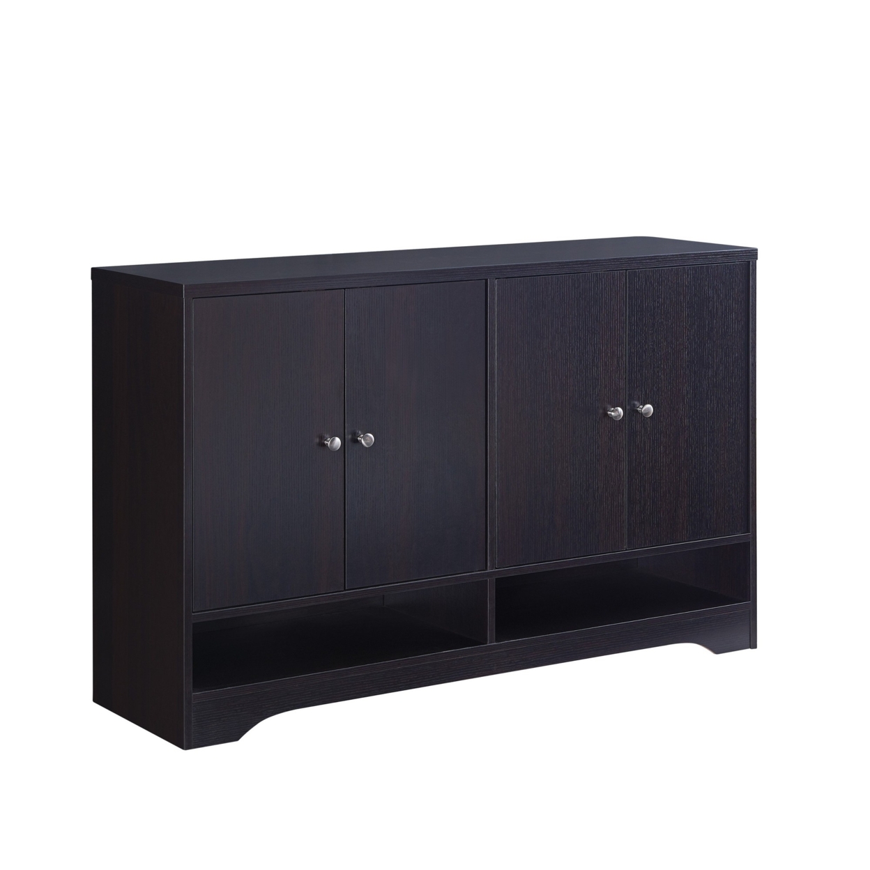 2 Double Door Wooden Storage Cabinet With Round Knobs, Dark Brown- Saltoro Sherpi