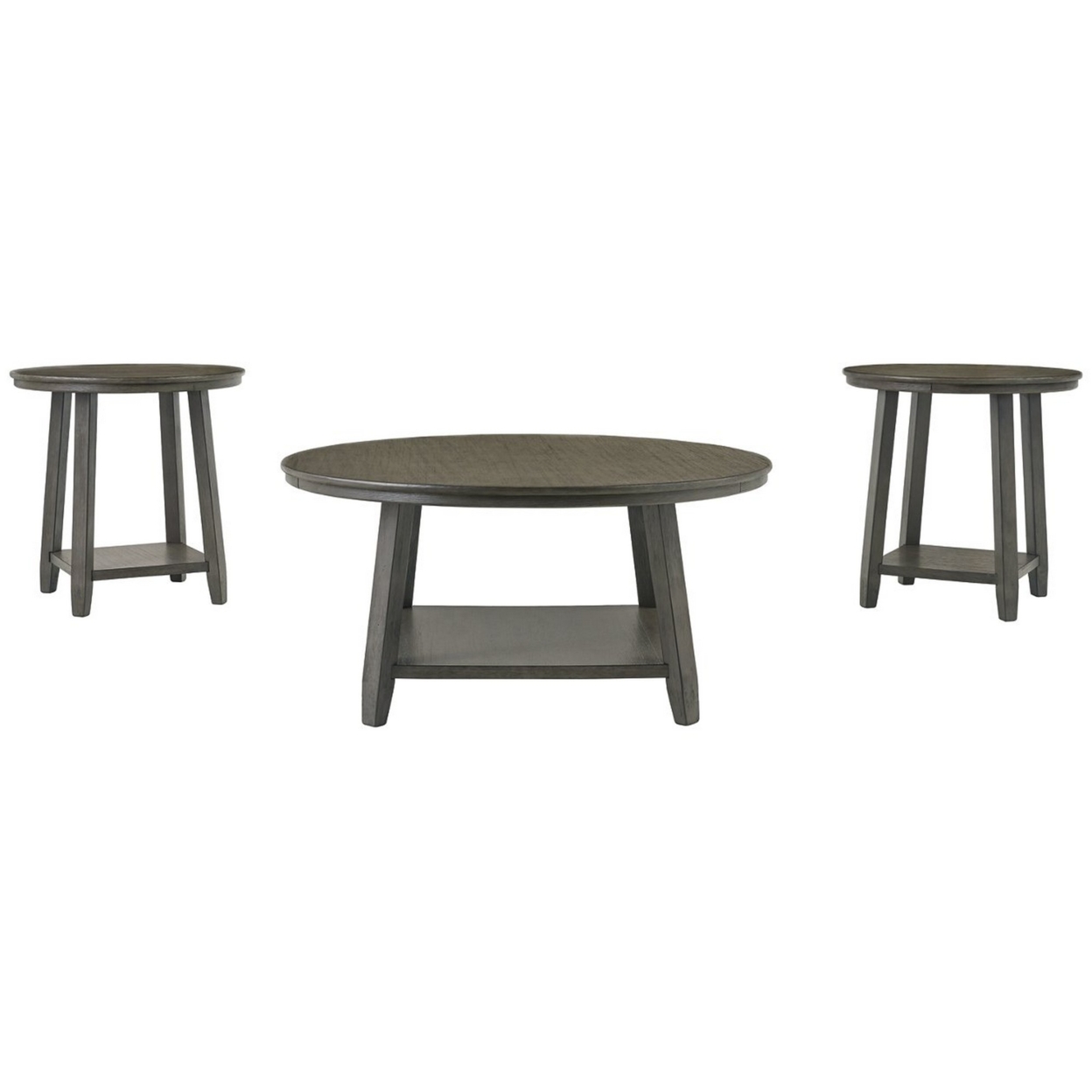 3 Piece Occasional Table Set With Open Bottom Shelf, Antique Gray- Saltoro Sherpi