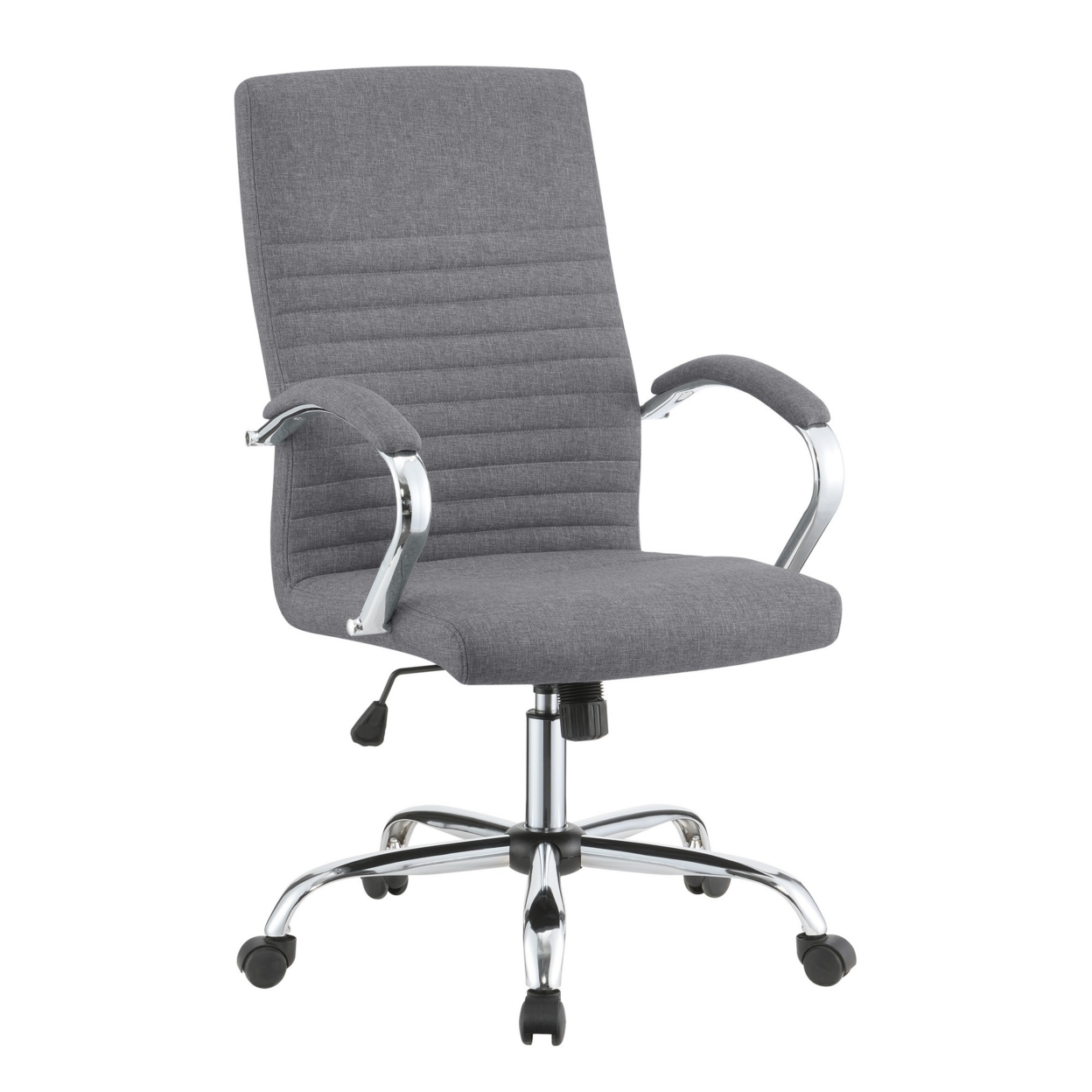 Office Chair With Horizontal Stitching And Curved Seat, Gray- Saltoro Sherpi