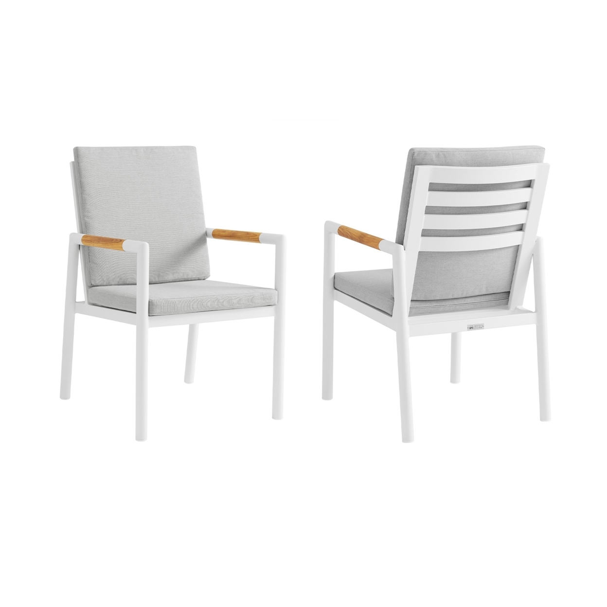 Dex 23 Inch Outdoor Dining Chair Set Of 2, Light Gray Cushions, White Frame- Saltoro Sherpi