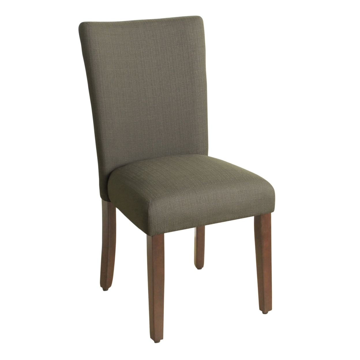 Fabric Upholstered Wooden Parson Dining Chair With Splayed Back And Tapered Front Feet, Brown- Saltoro Sherpi